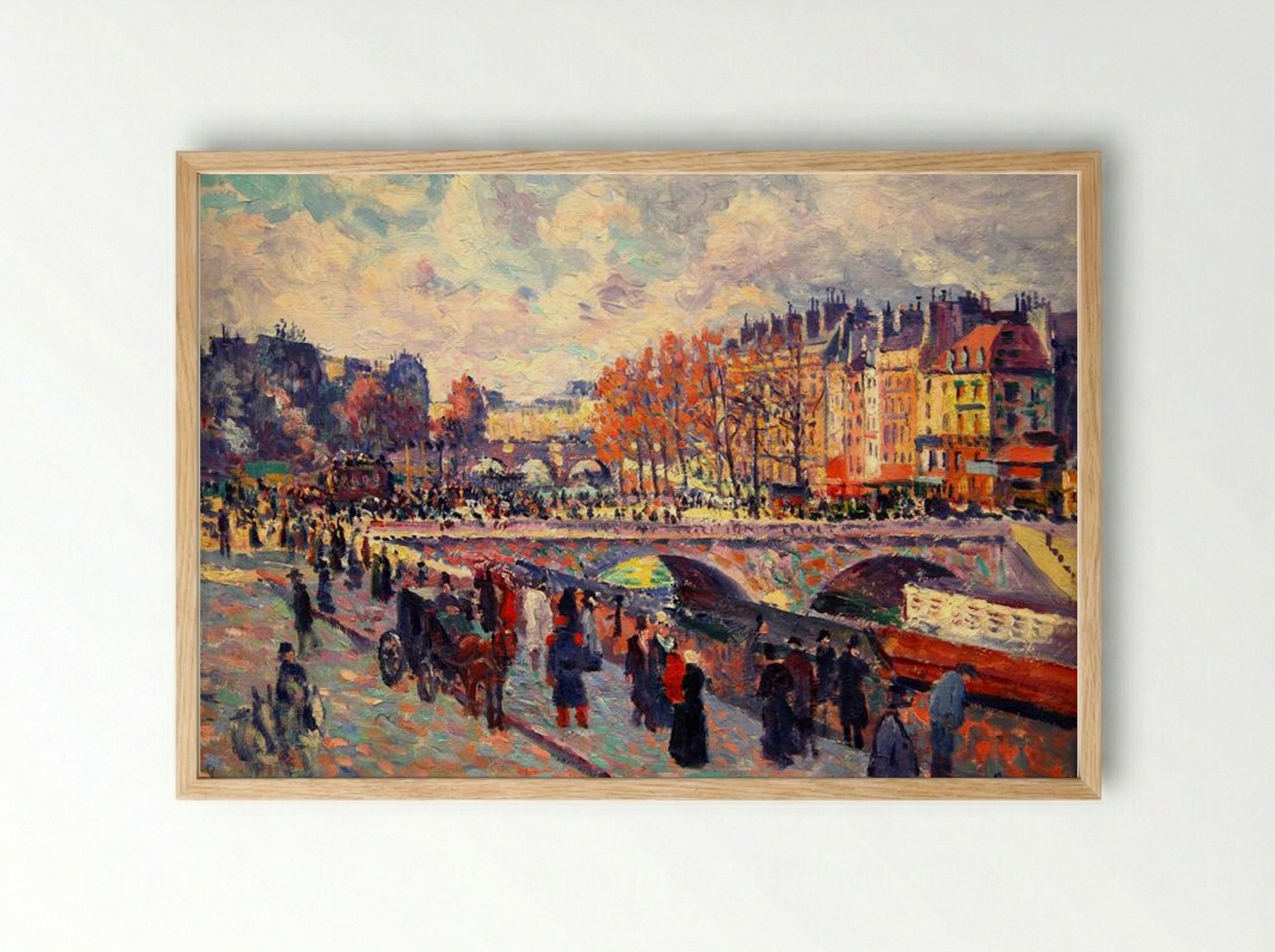 Quayside by the Seine in Paris - Maximilien Luce - Framed Print Wood