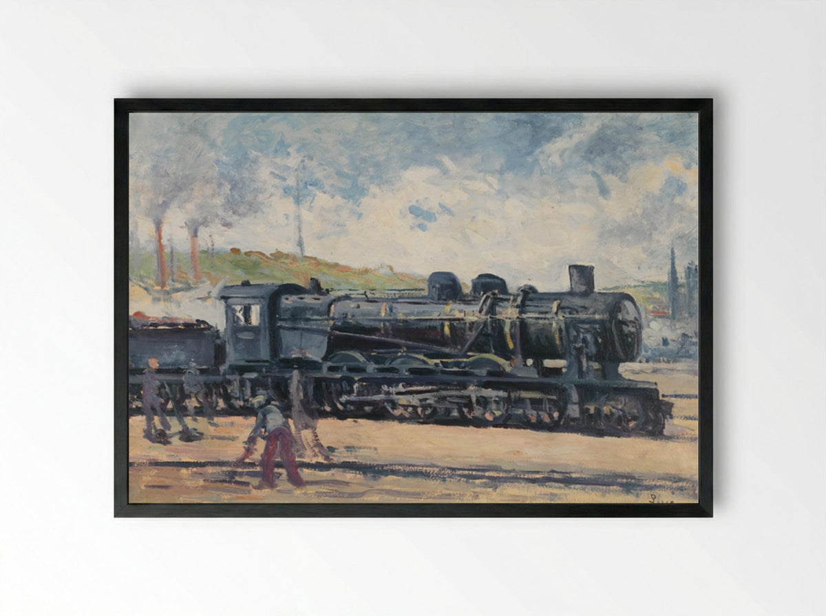 La Locomotive, Environs De Charleroi - Maximilien Luce - Framed Print Black