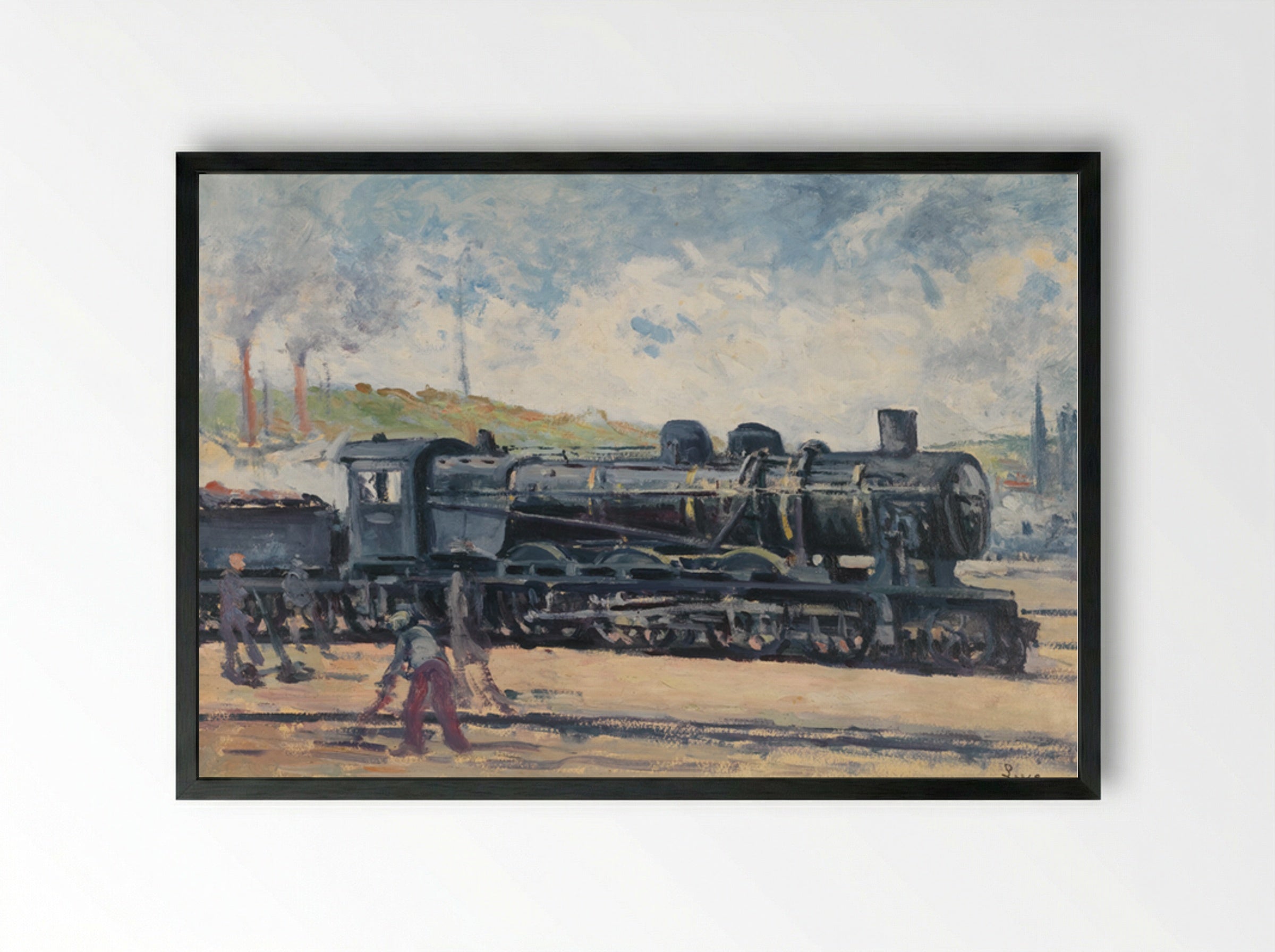 La Locomotive, Environs De Charleroi - Maximilien Luce - Framed Print Black