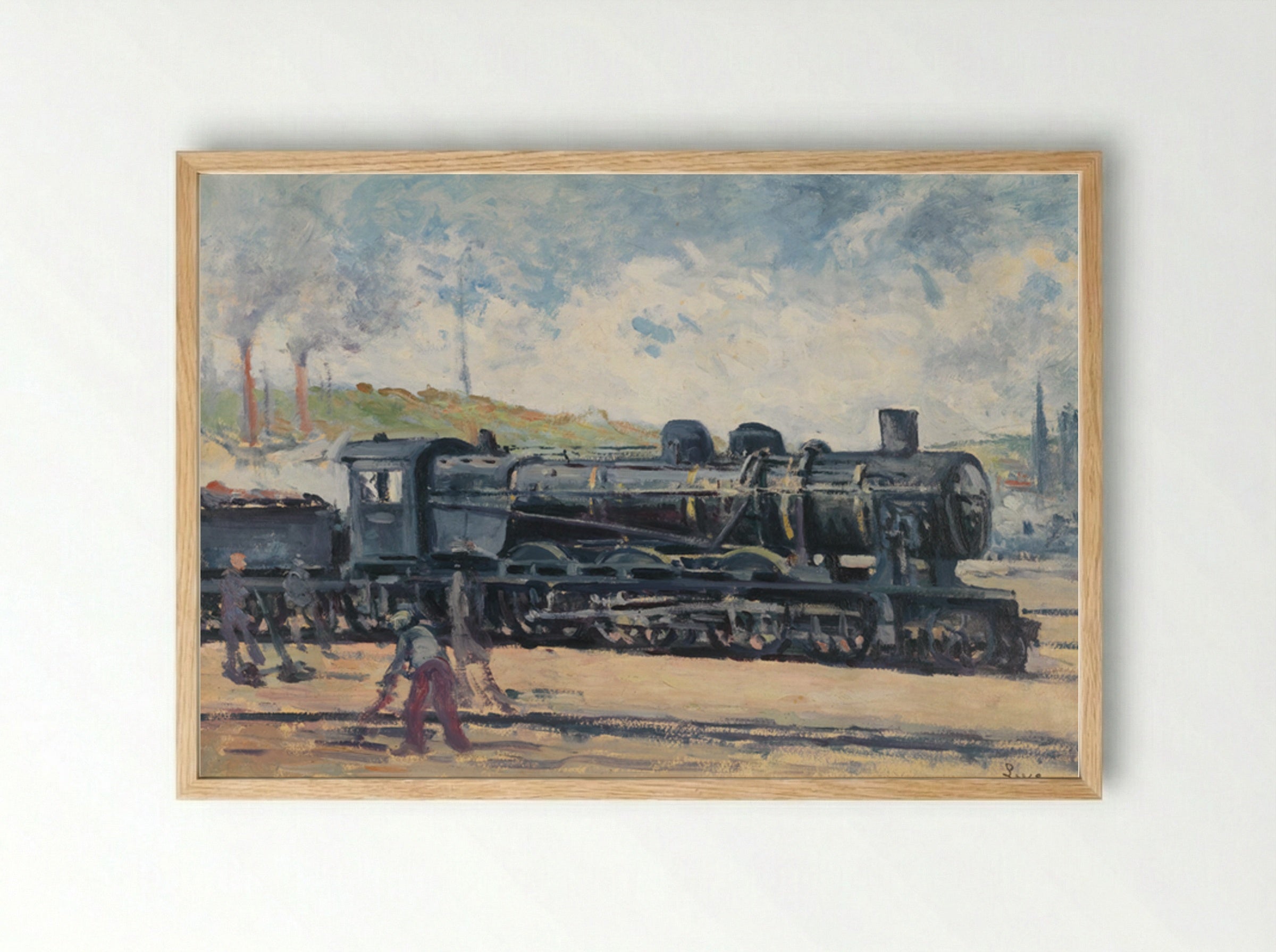 La Locomotive, Environs De Charleroi - Maximilien Luce - Framed Print Wood