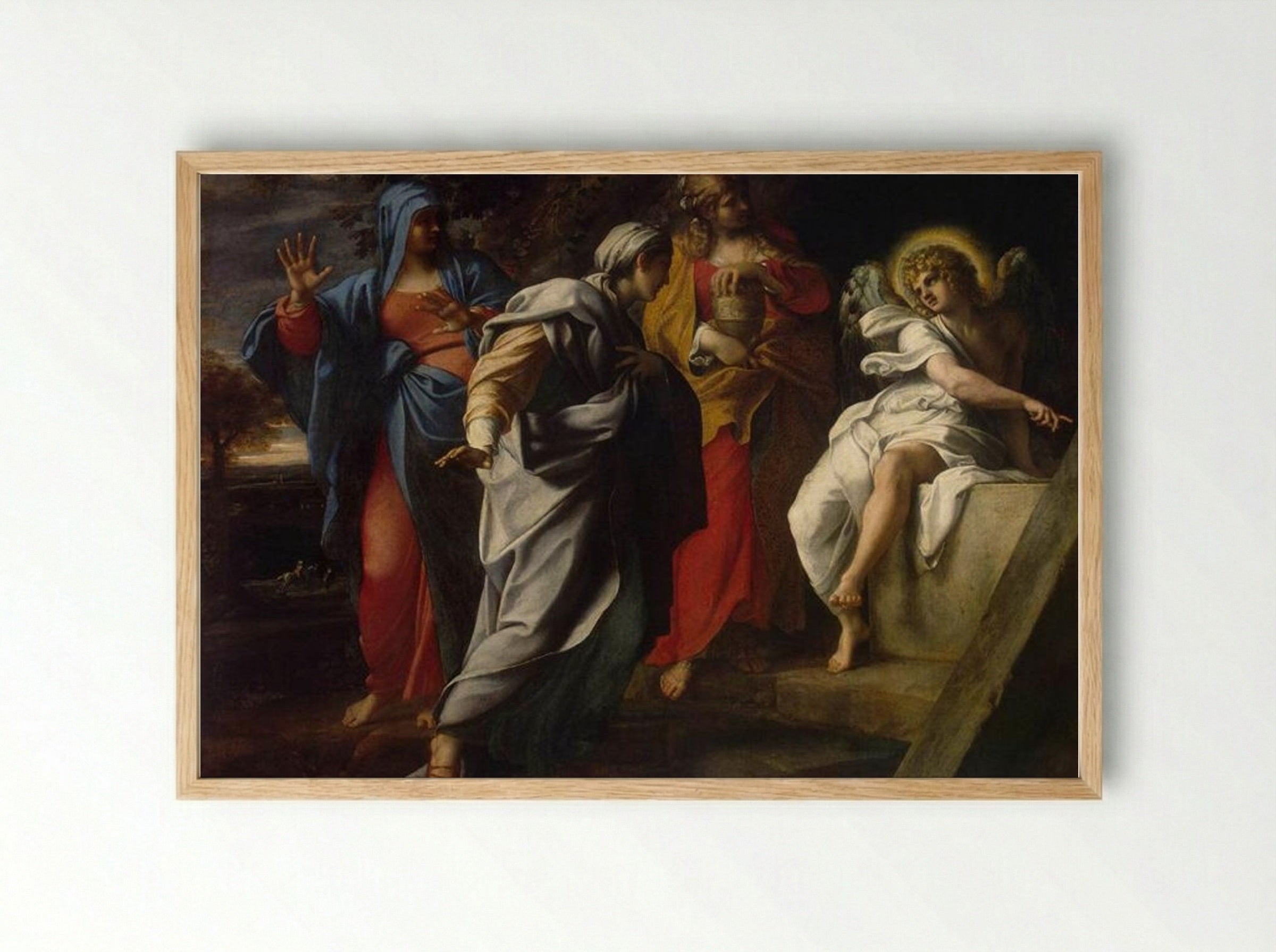 Holy Women at Christ's Tomb - Annibale Carracci - Framed Print Wood