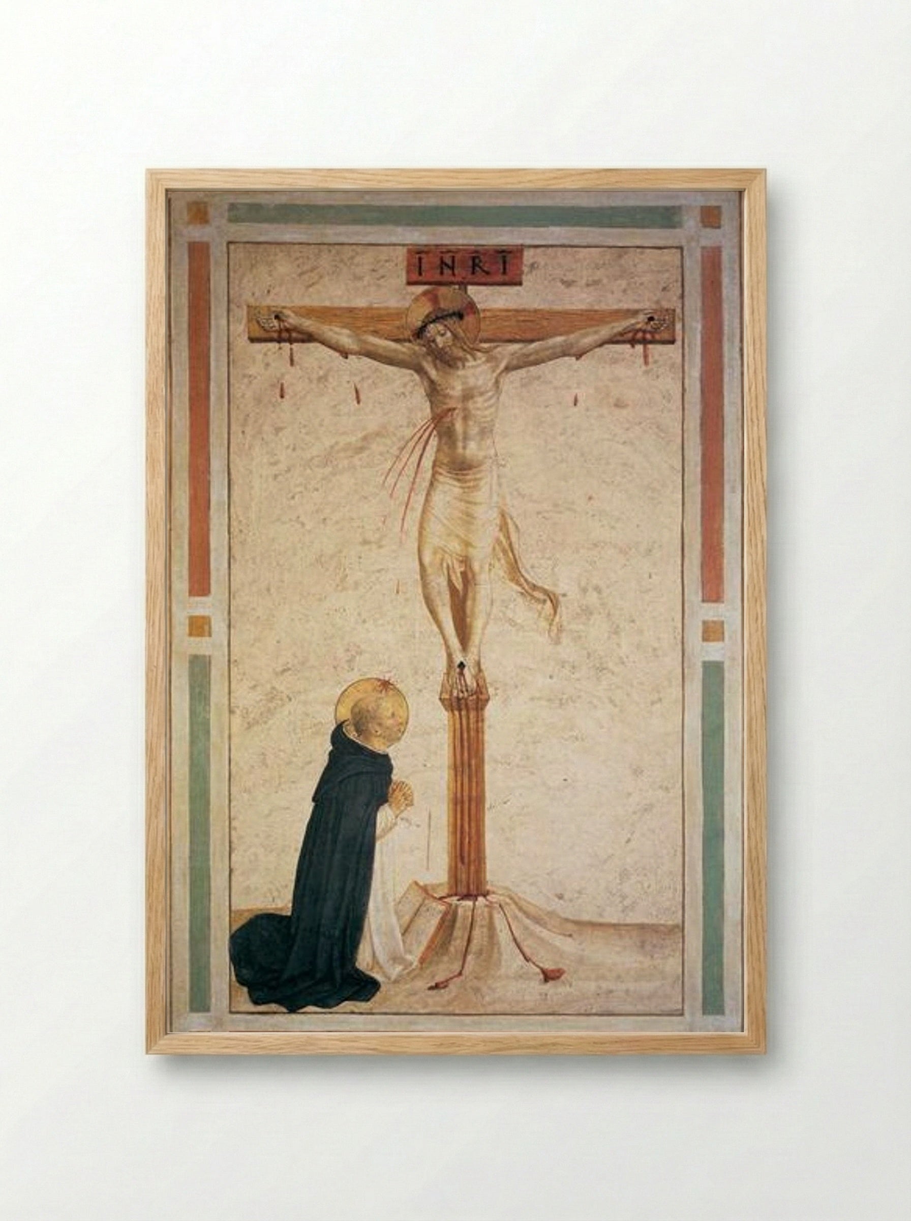 Crucifixion with St. Dominic - Fra Angelico - Framed Print Wood