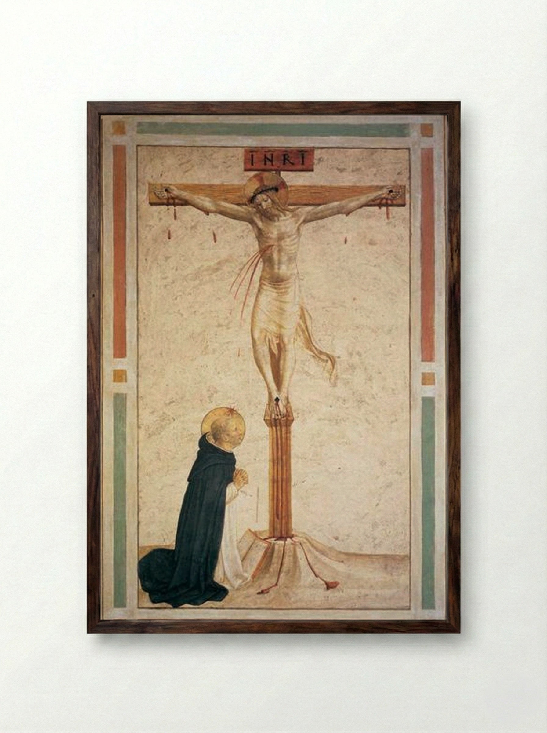 Crucifixion with St. Dominic - Fra Angelico - Framed Print Dark Wood