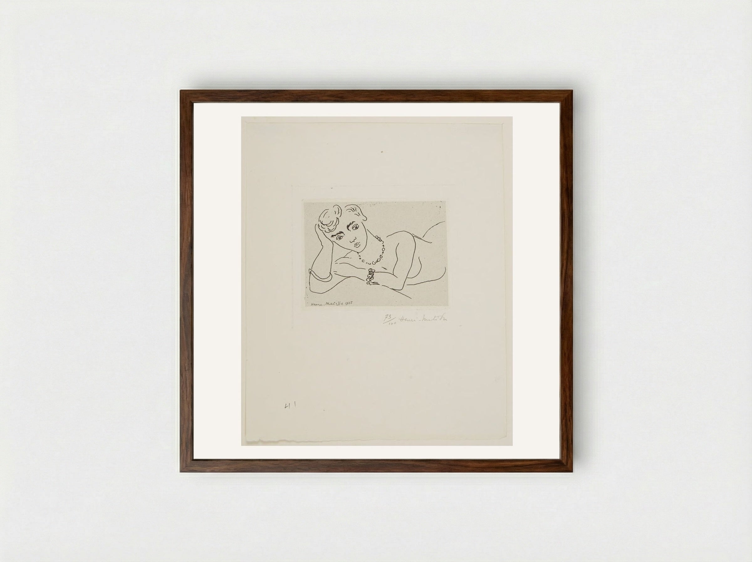 Woman Leaning on Her Elbow - Henri Matisse - Framed Print Dark Wood