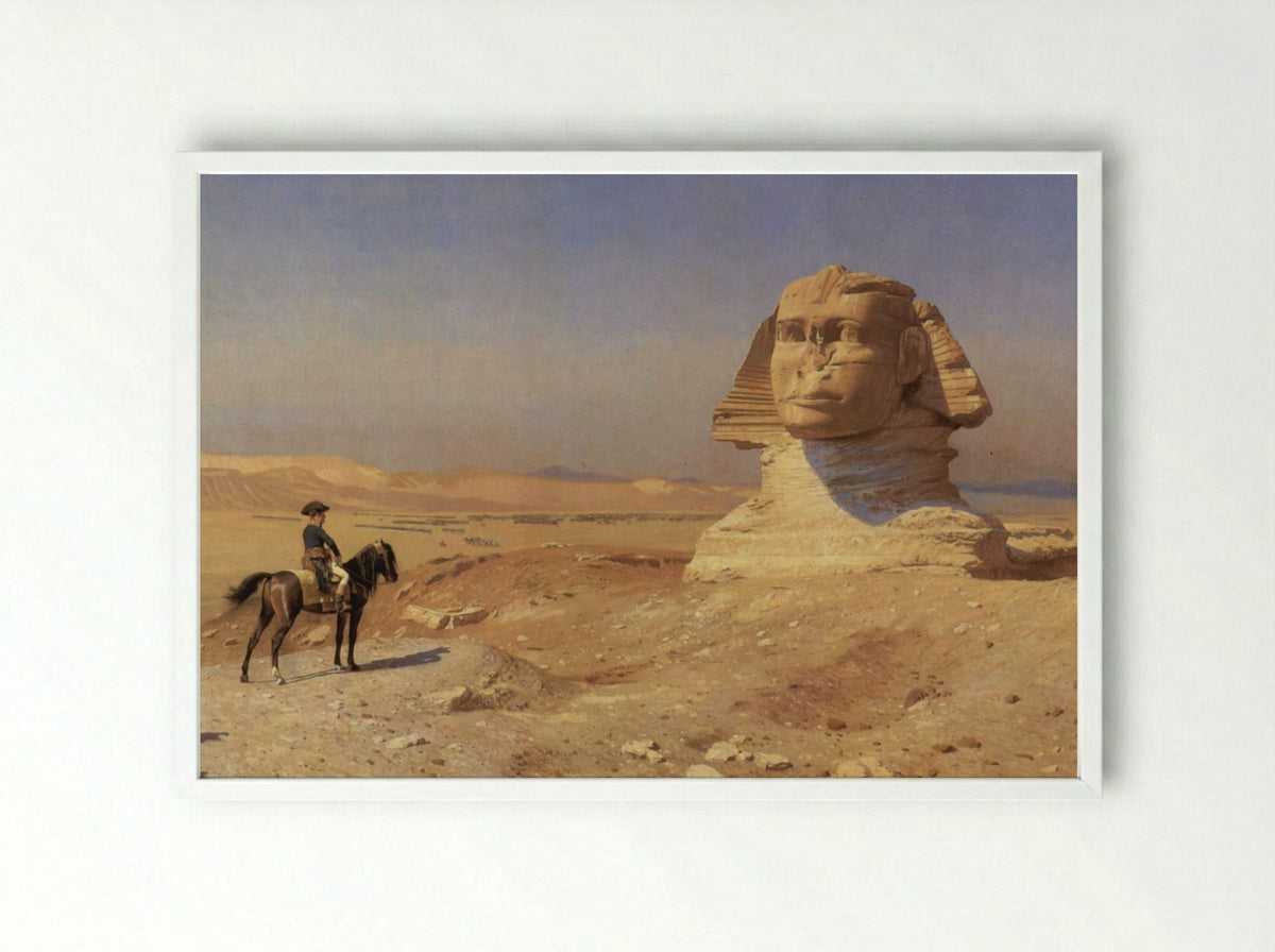 Bonaparte Before the Sphinx - Jean-Léon Gérôme - Framed Print White