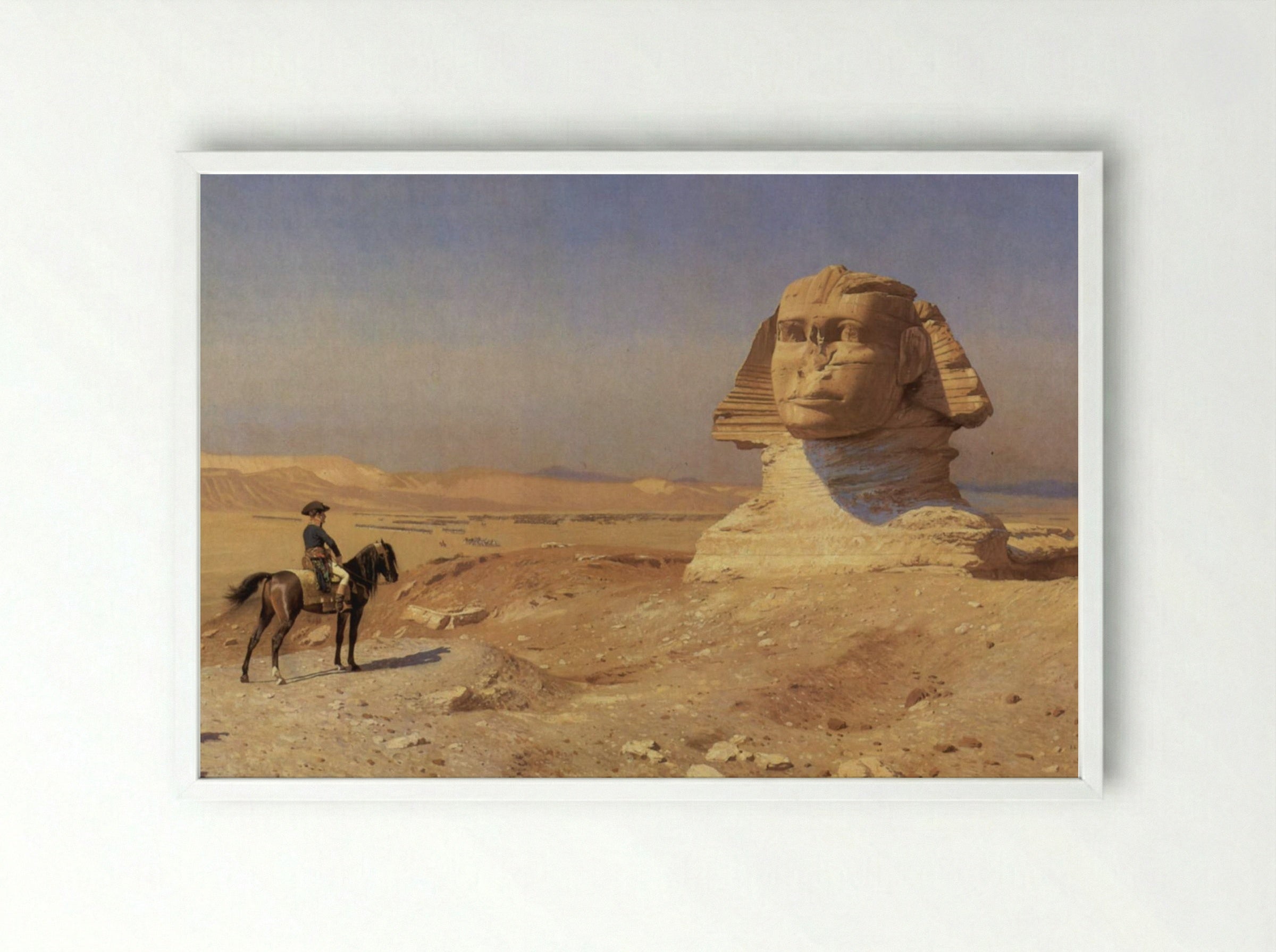 Bonaparte Before the Sphinx - Jean-Léon Gérôme - Framed Print White