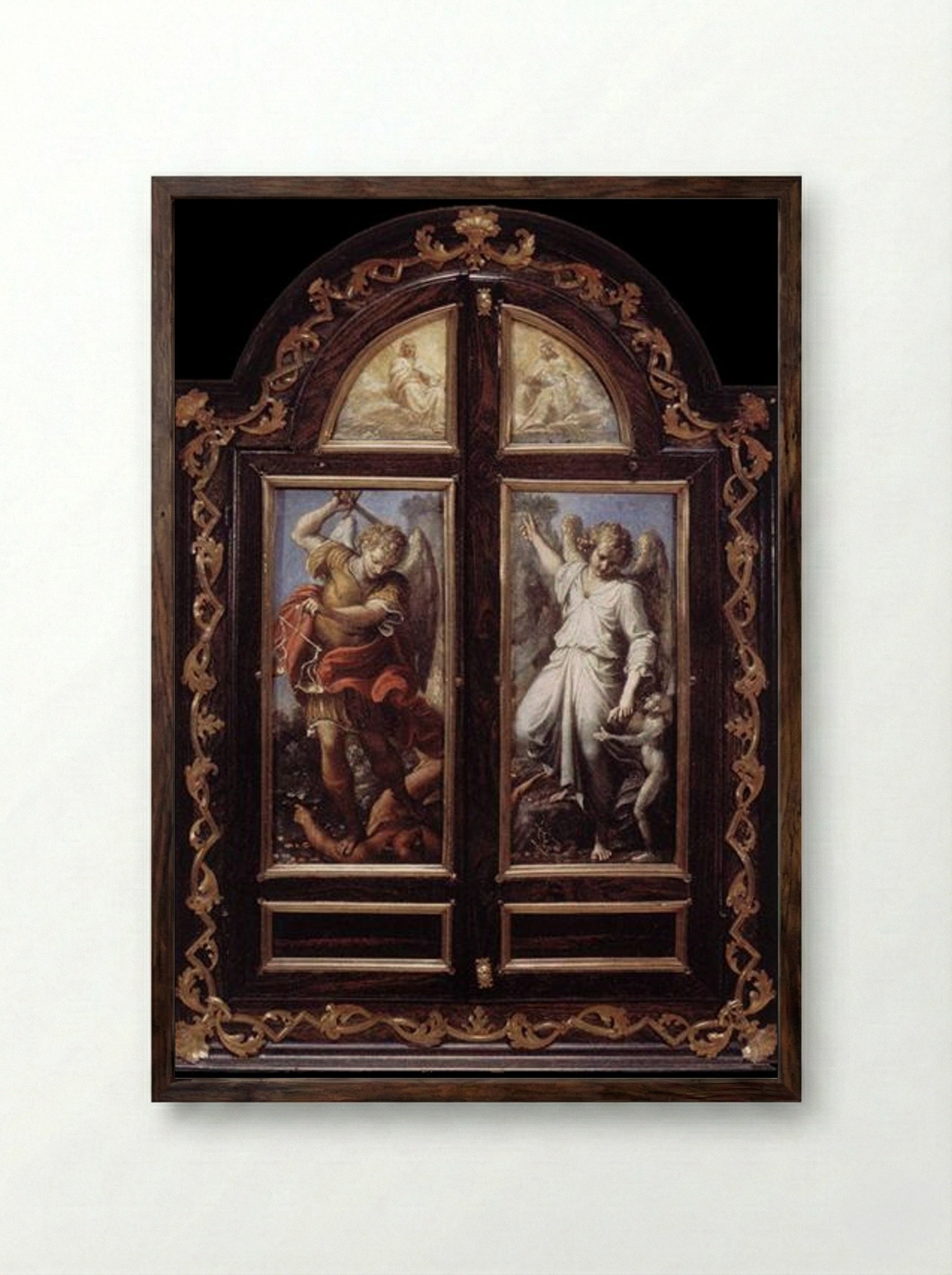 Triptych - Annibale Carracci - Framed Print Dark Wood