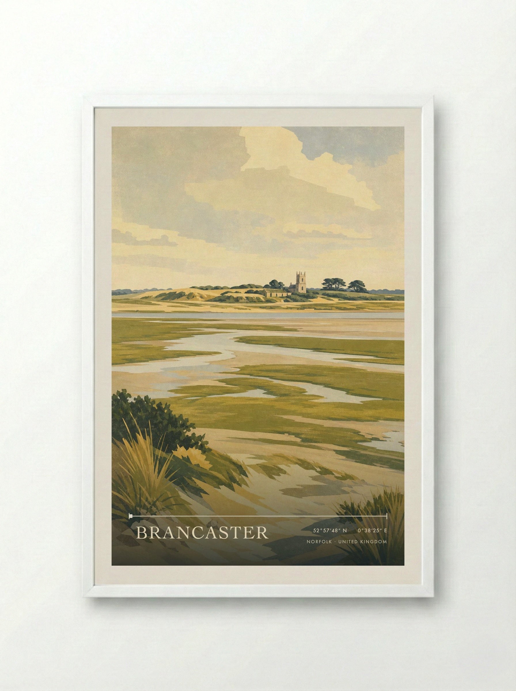 Brancaster Norfolk United Kingdom Travel Poster - Framed Print White