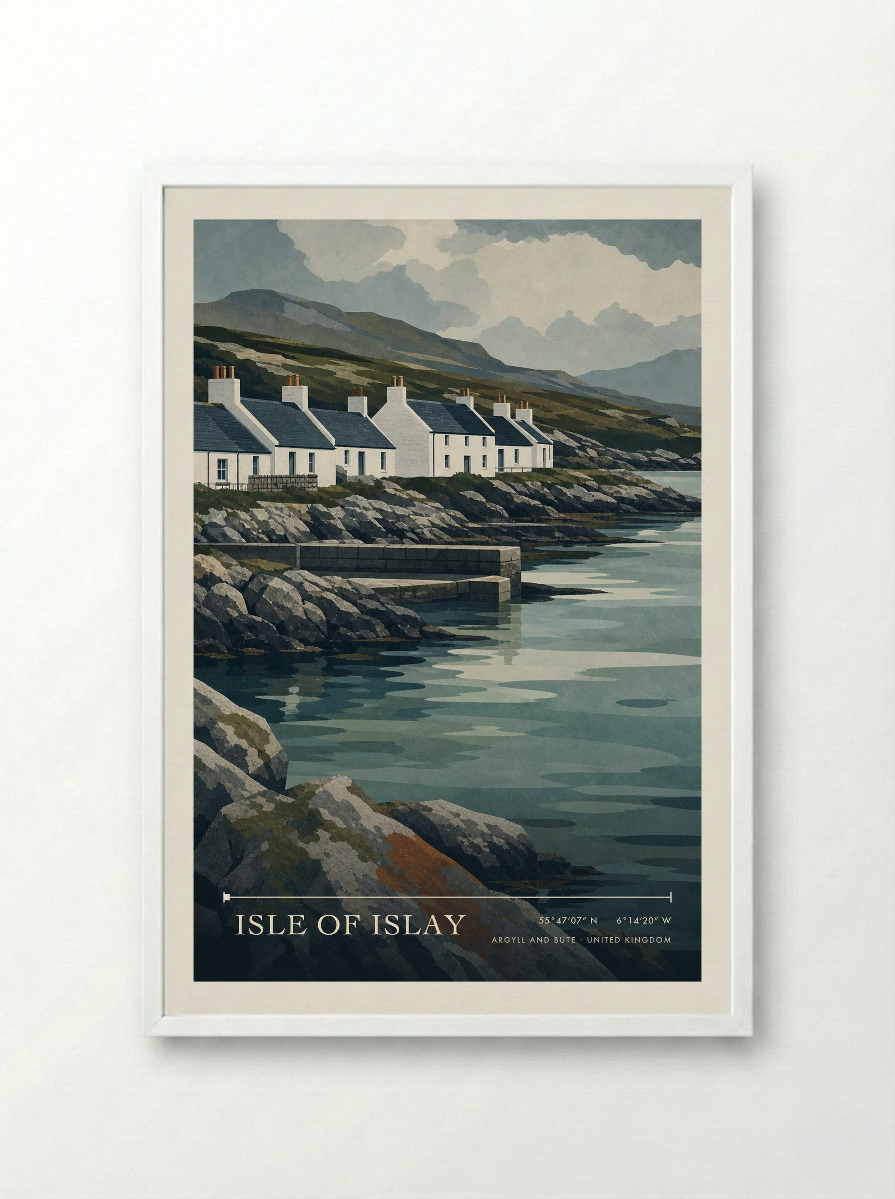 Isle of Islay Argyll and Bute United Kingdom Travel Poster - Framed Print White