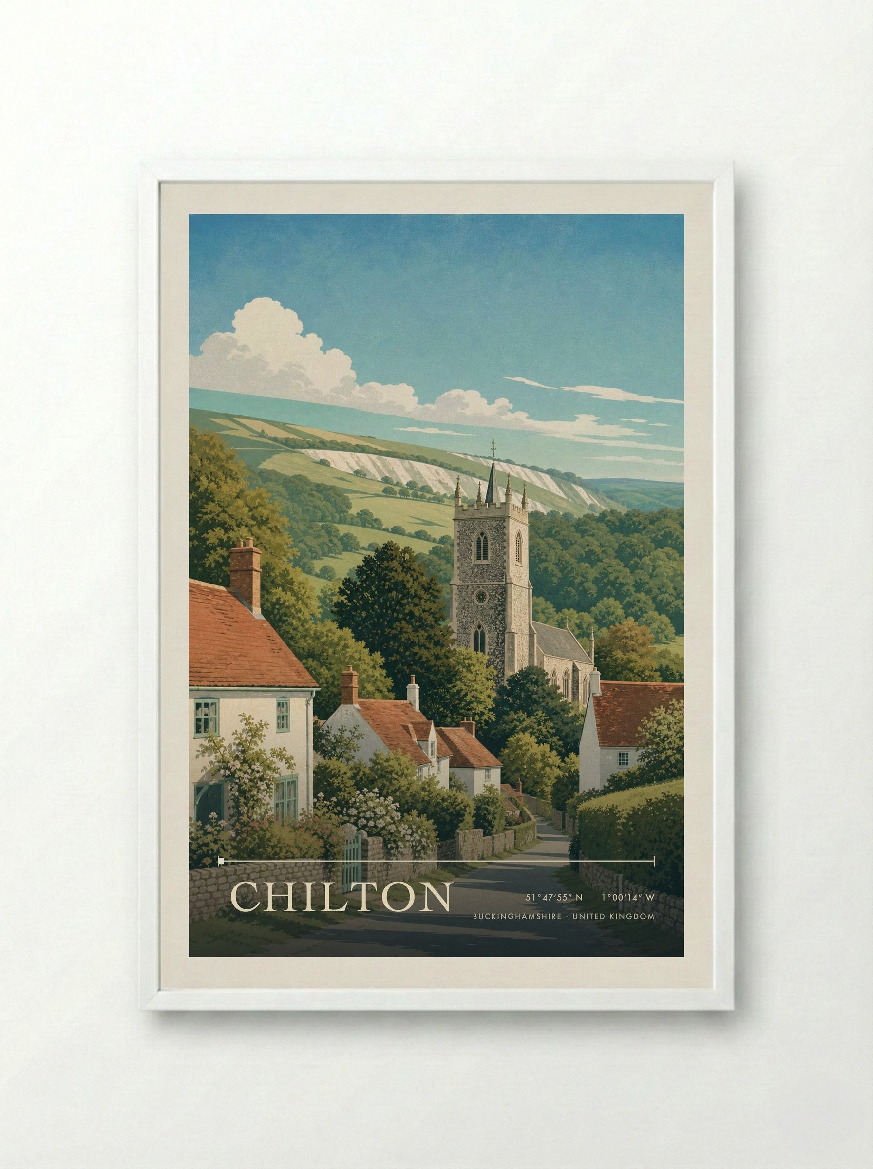 Chilton Buckinghamshire United Kingdom Travel Poster - Framed Print White