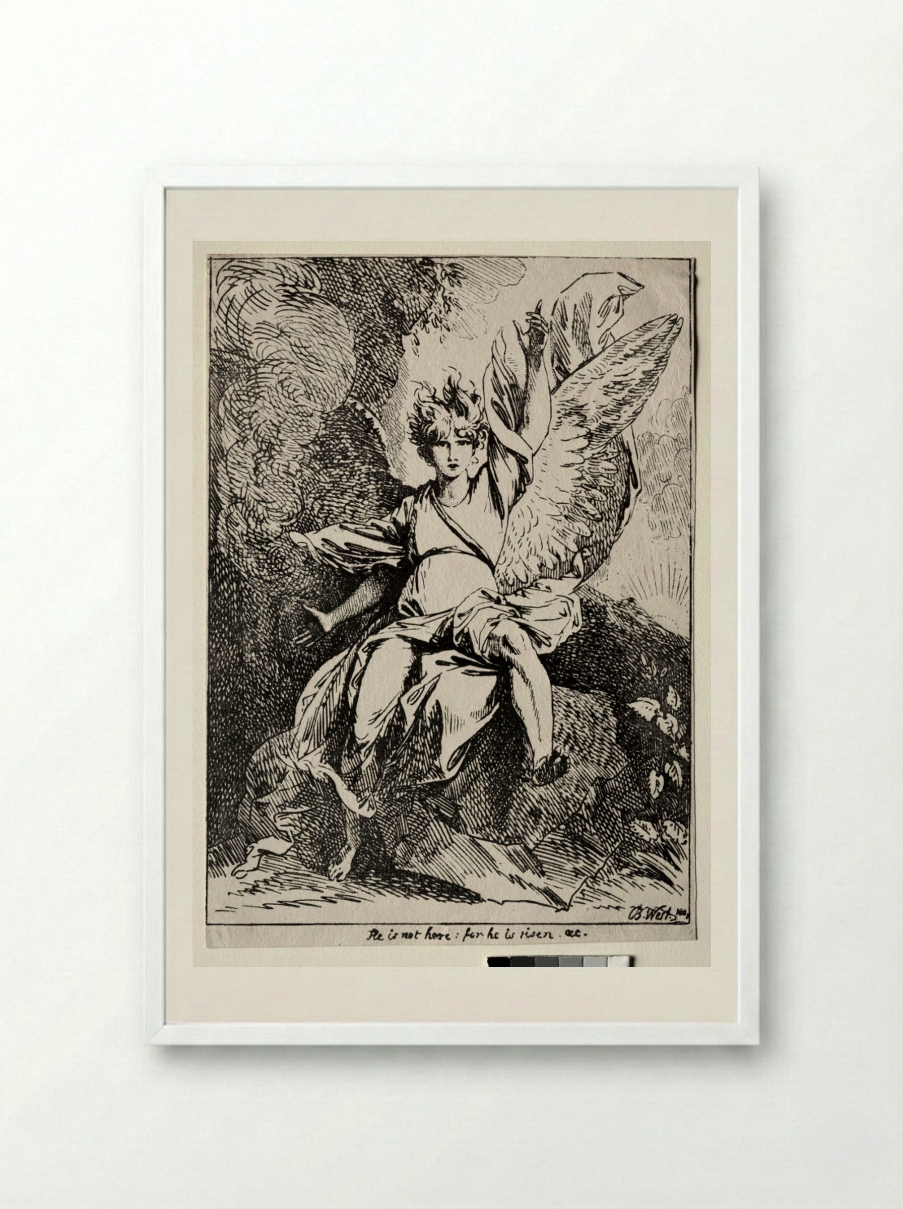 The Angel at the Tomb of Christ - Benjamin West - Framed Print White