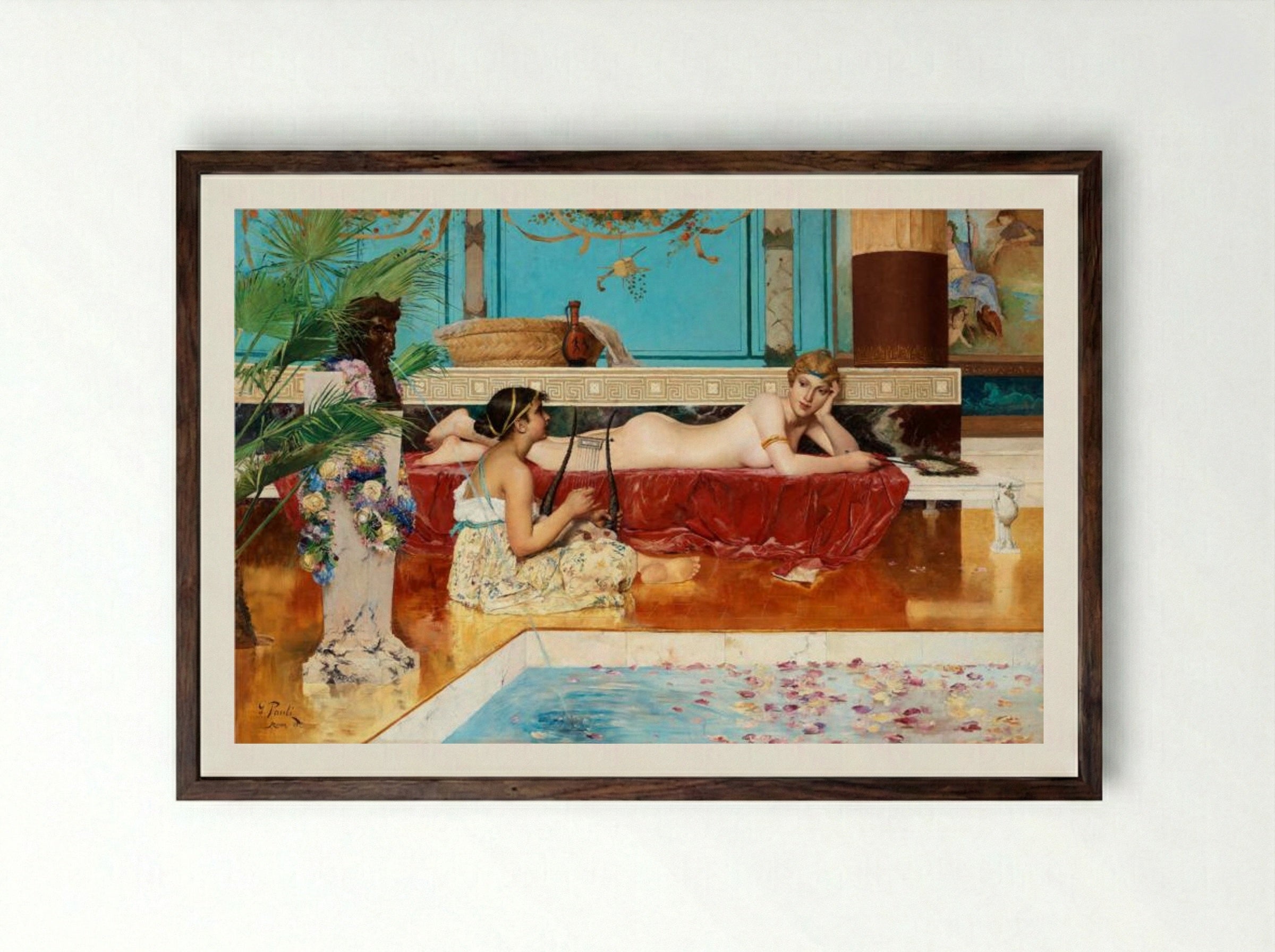 Roman Bath - Georg Pauli - Framed Print Dark Wood