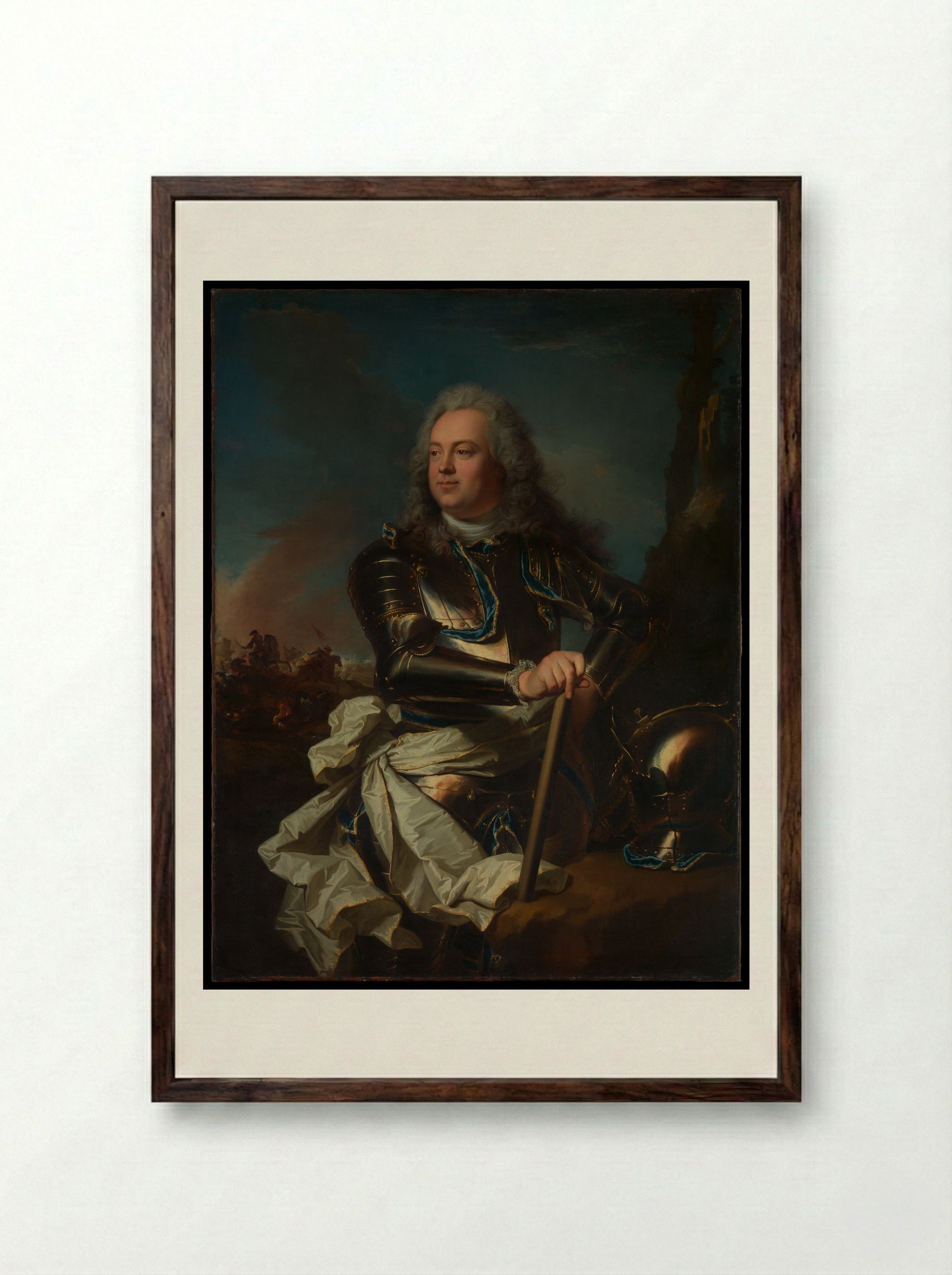 Portrait of a General Officer - Hyacinthe Rigaud - Framed Print Dark Wood