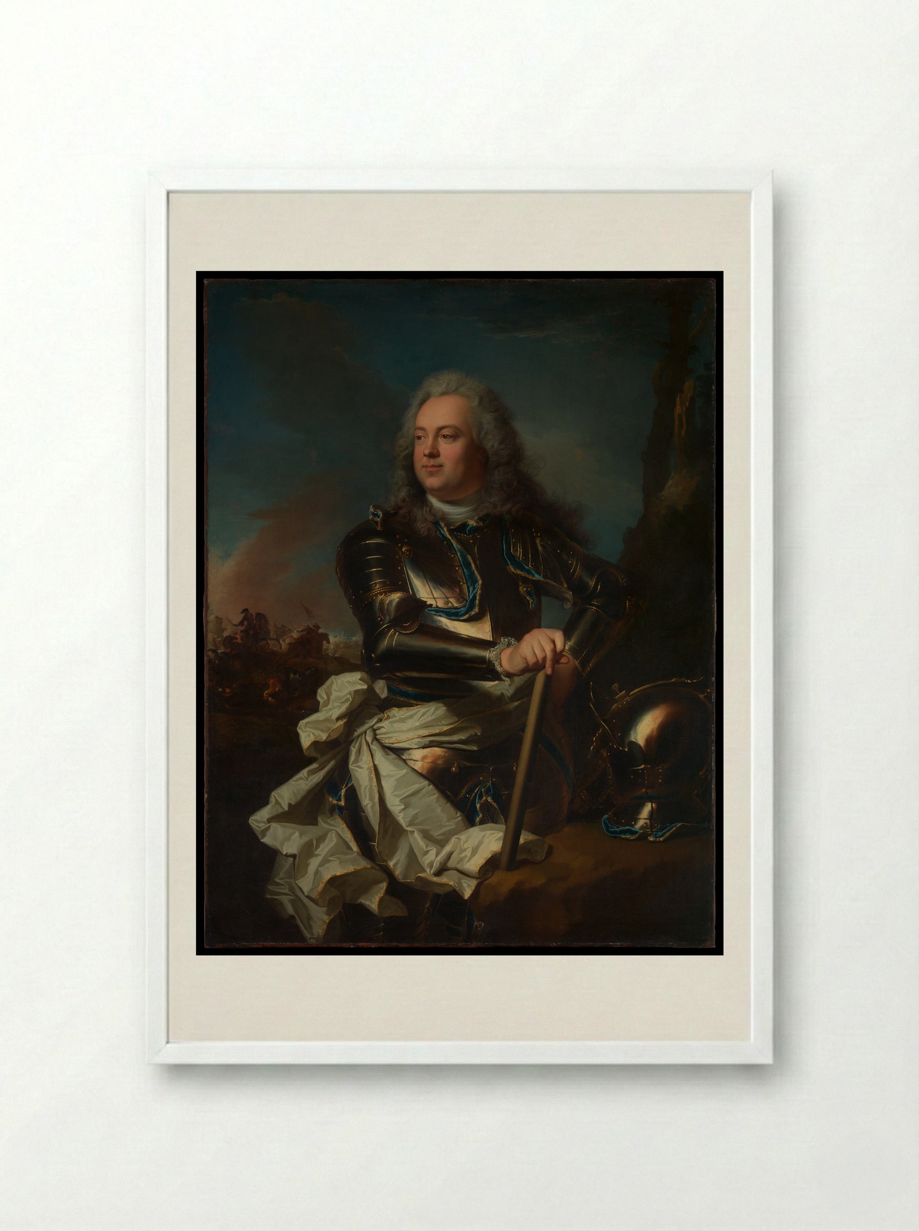 Portrait of a General Officer - Hyacinthe Rigaud - Framed Print White