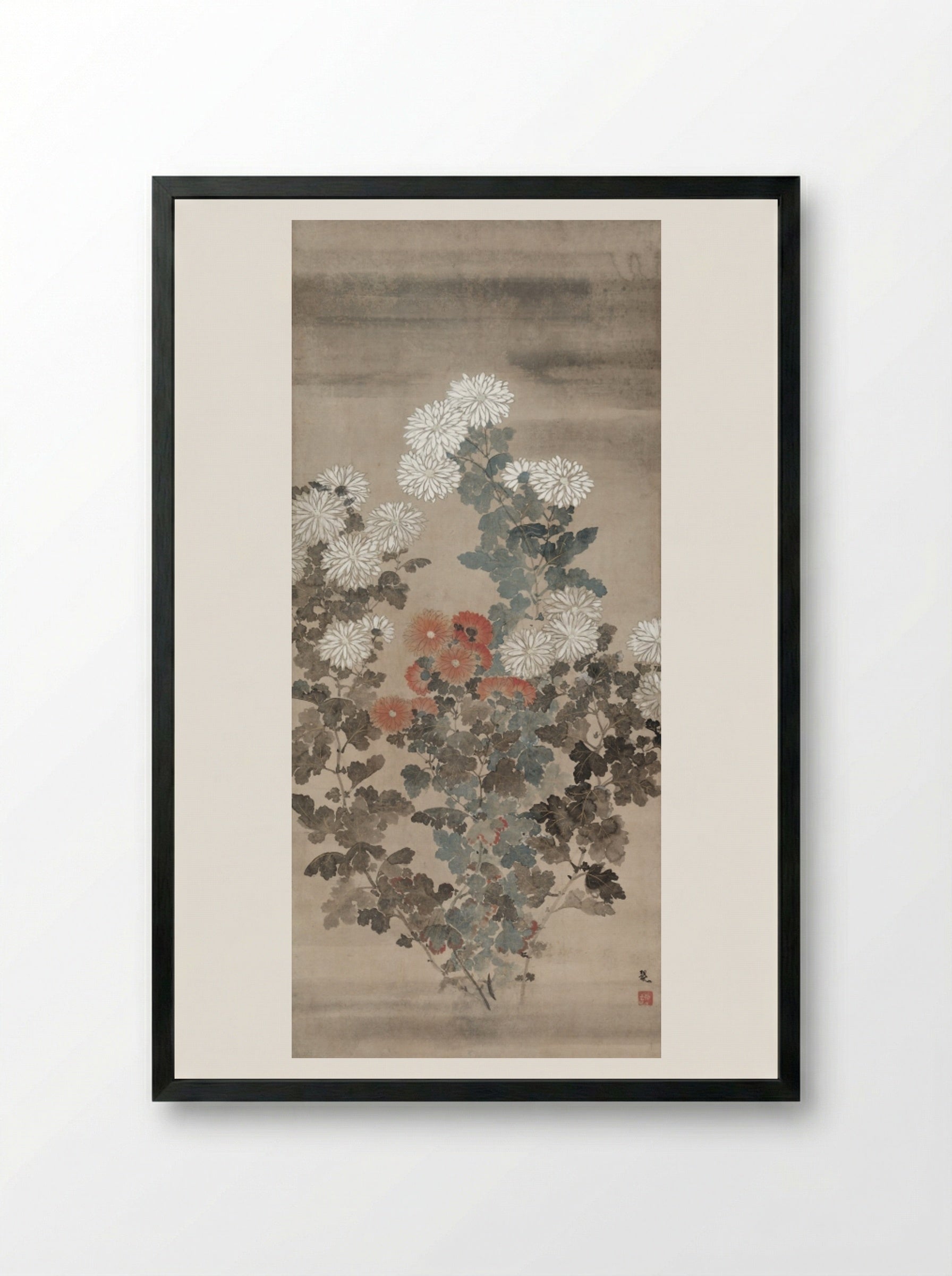 Chrysanthemums - Kitagawa Sōsetsu - Framed Print Black