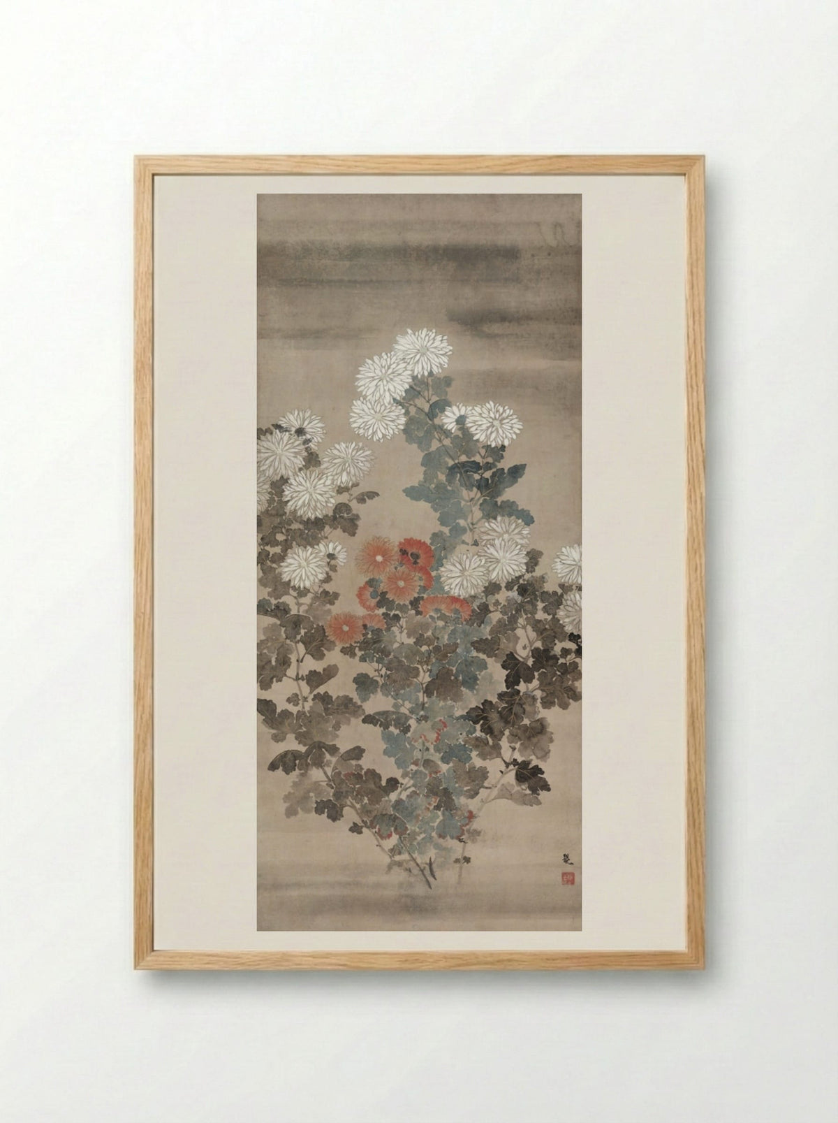 Chrysanthemums - Kitagawa Sōsetsu - Framed Print Wood