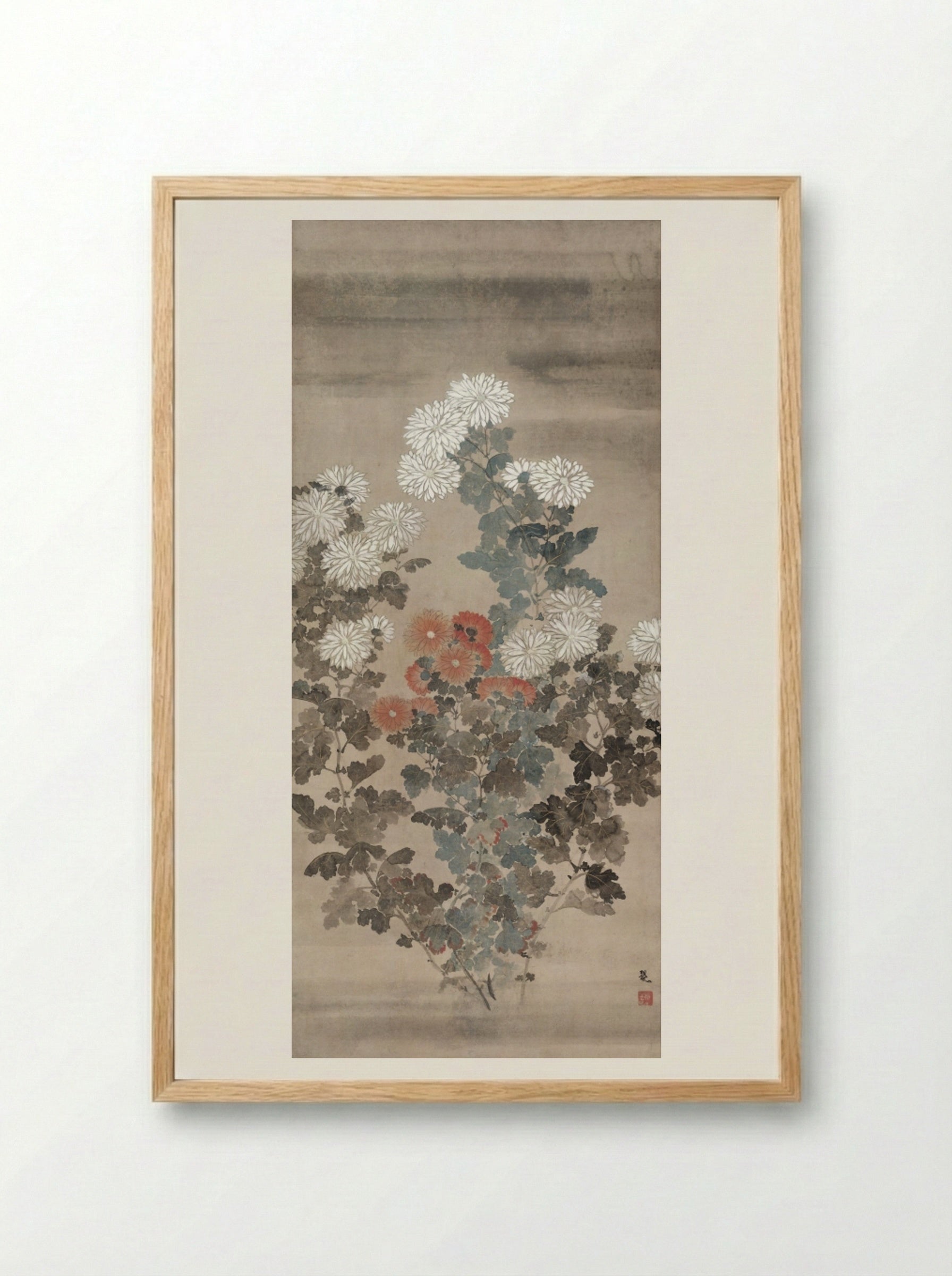 Chrysanthemums - Kitagawa Sōsetsu - Framed Print Wood