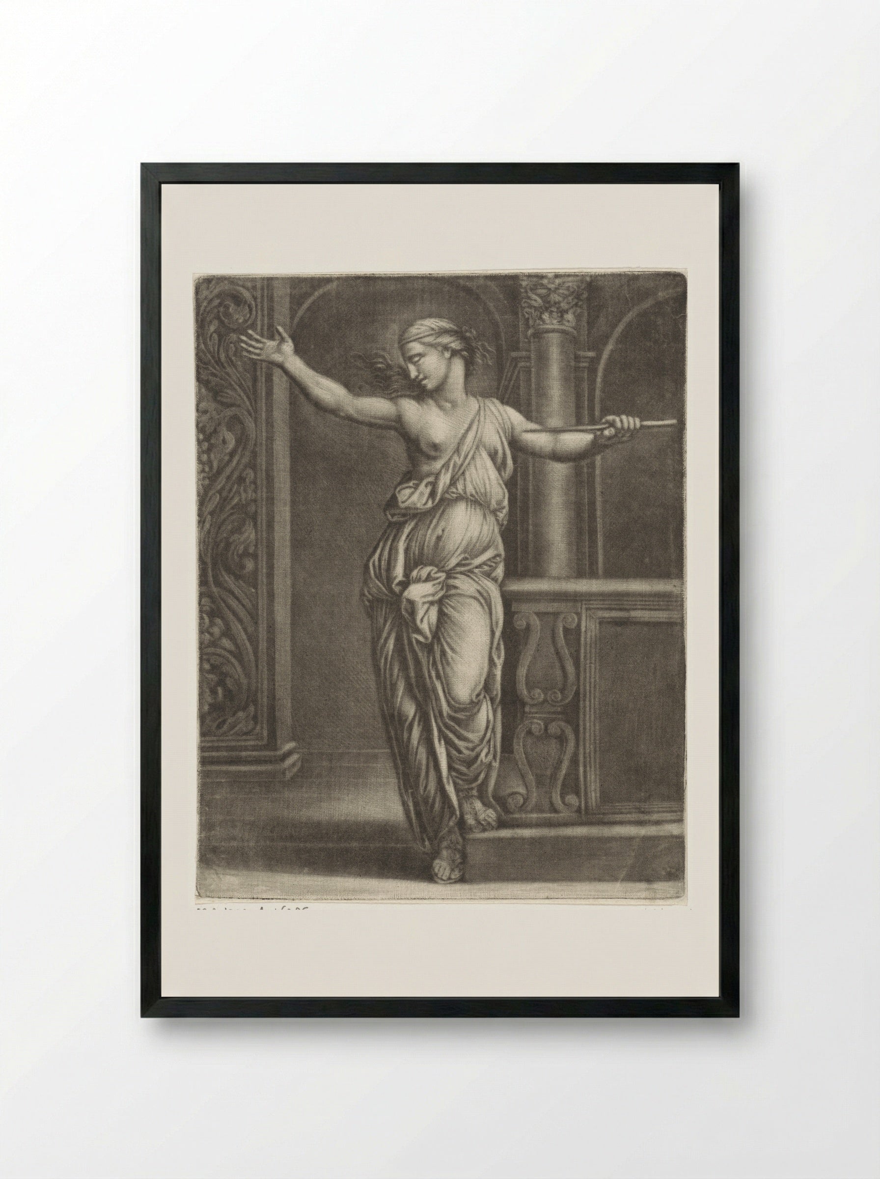 The Suicide of Lucretia - Jan van Somer - Framed Print Black