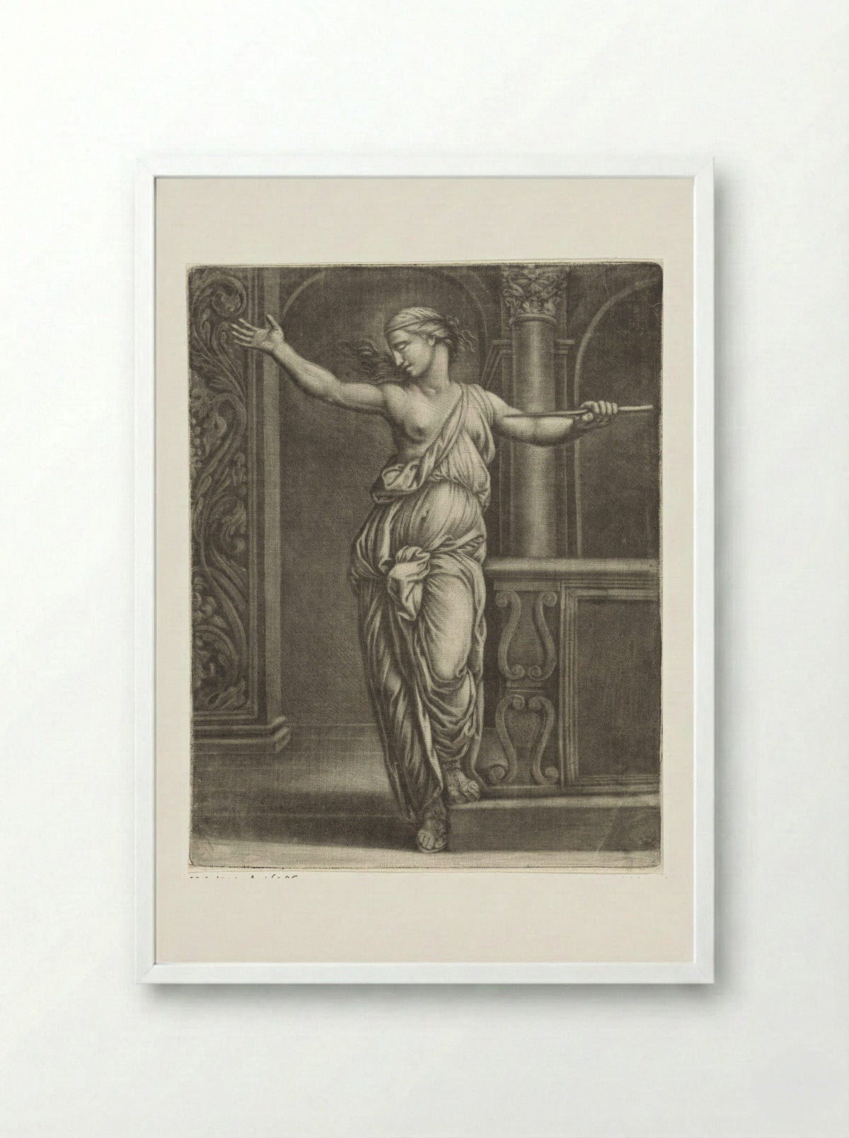 The Suicide of Lucretia - Jan van Somer - Framed Print White