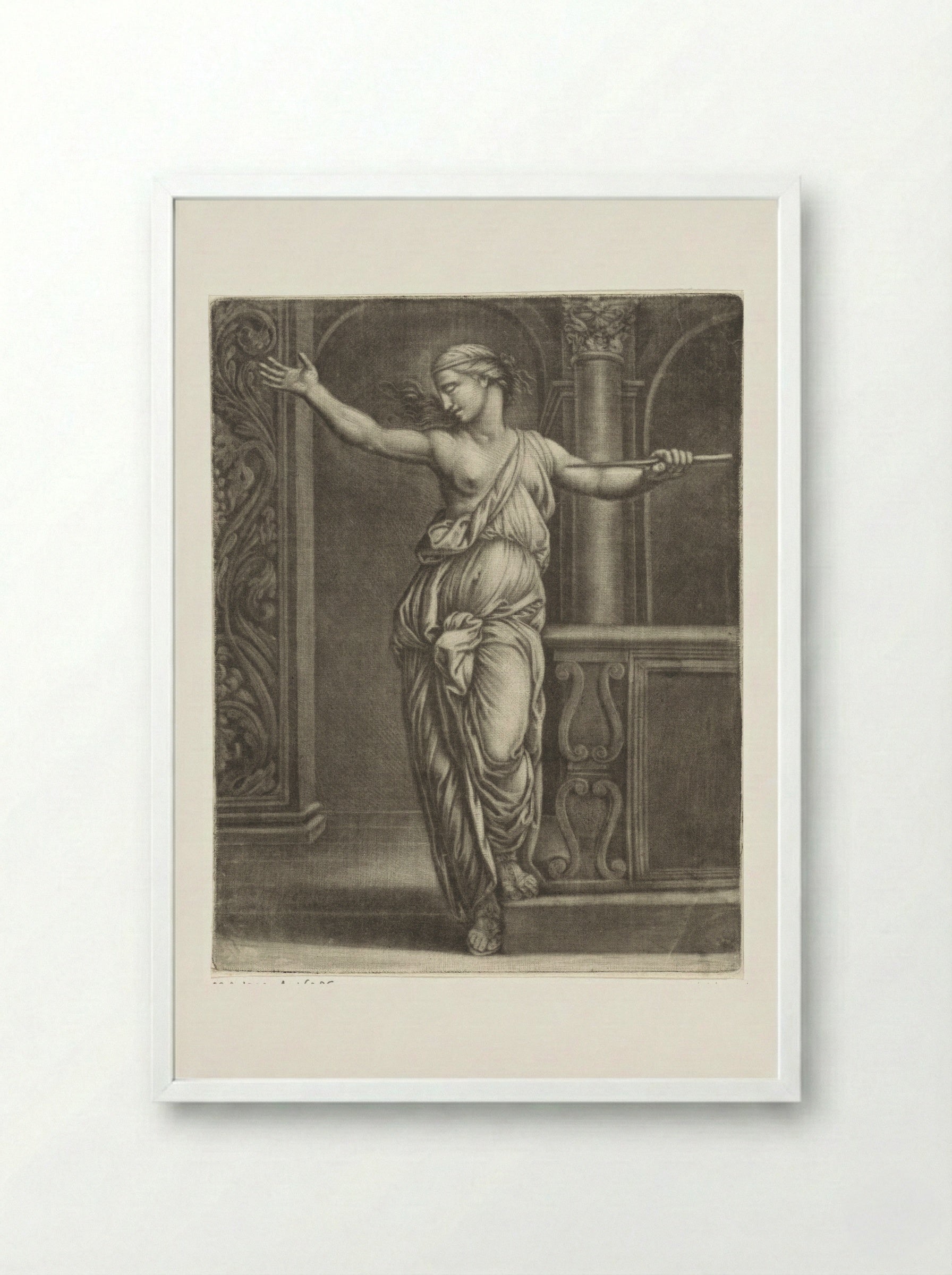 The Suicide of Lucretia - Jan van Somer - Framed Print White