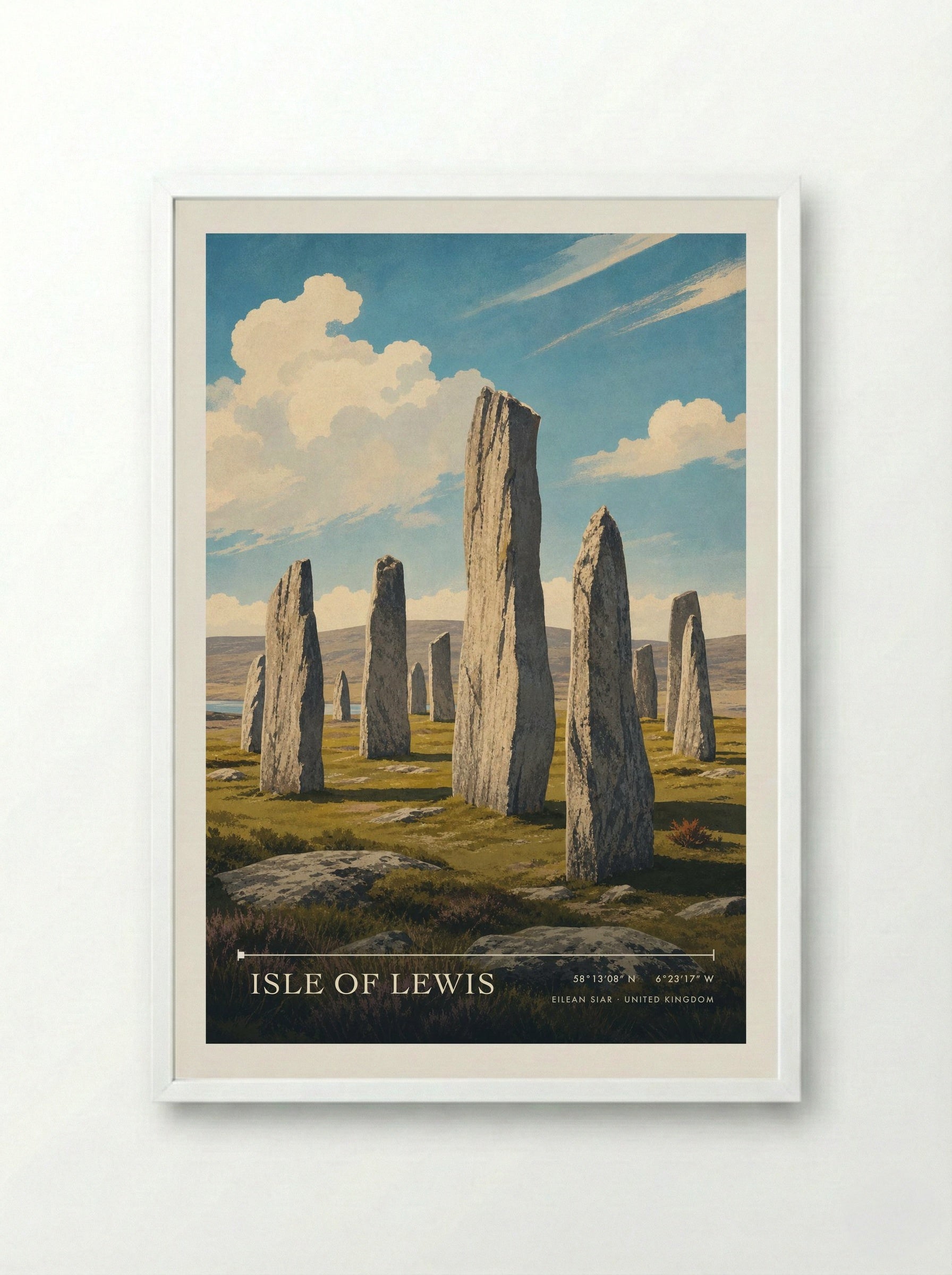 Isle of Lewis Eilean Siar United Kingdom Travel Poster - Framed Print White