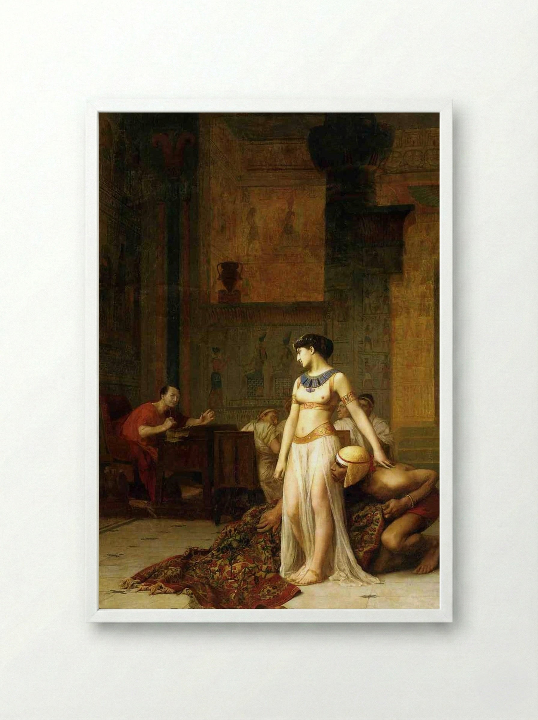Cleopatra and Caesar - Jean-Léon Gérôme - Framed Print White