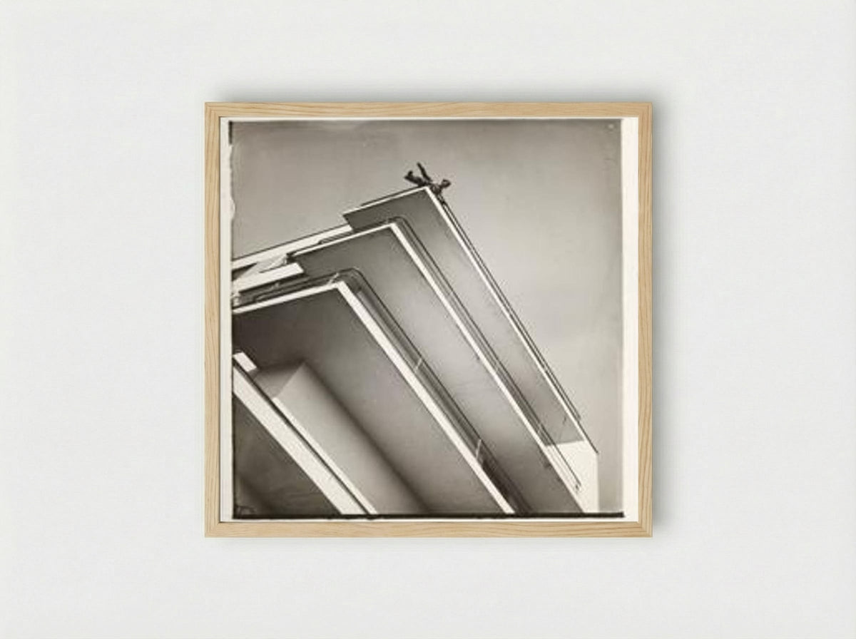 Xanti Schawinsky on a Bauhaus Balcony - László Moholy-Nagy - Framed Print Wood