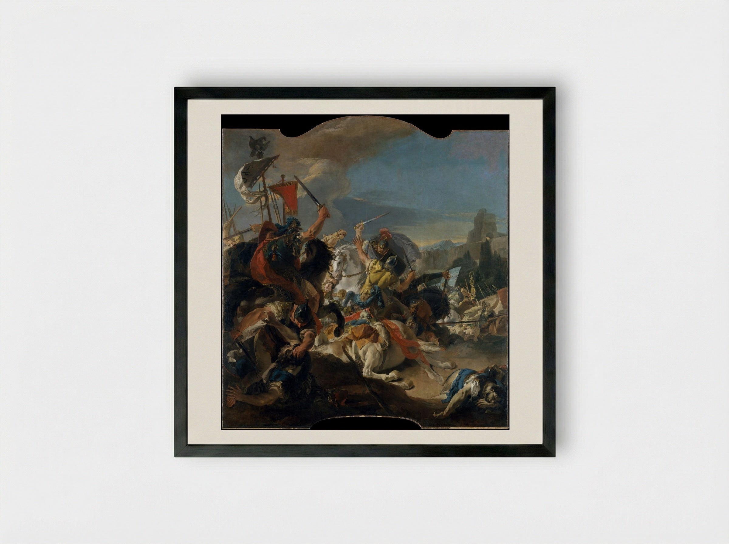 The Battle of Vercellae - Giovanni Battista Tiepolo - Framed Print Black