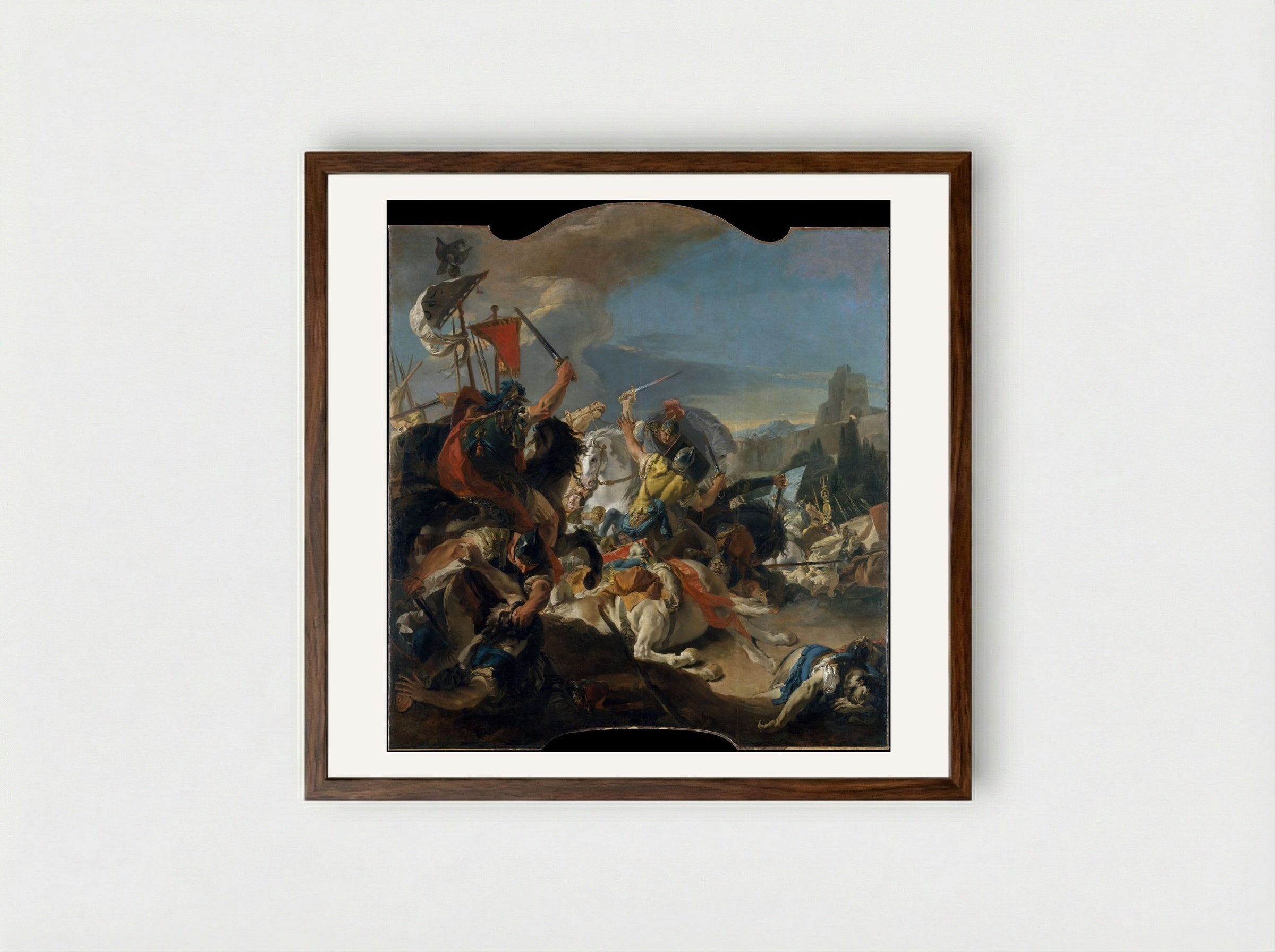 The Battle of Vercellae - Giovanni Battista Tiepolo - Framed Print Dark Wood