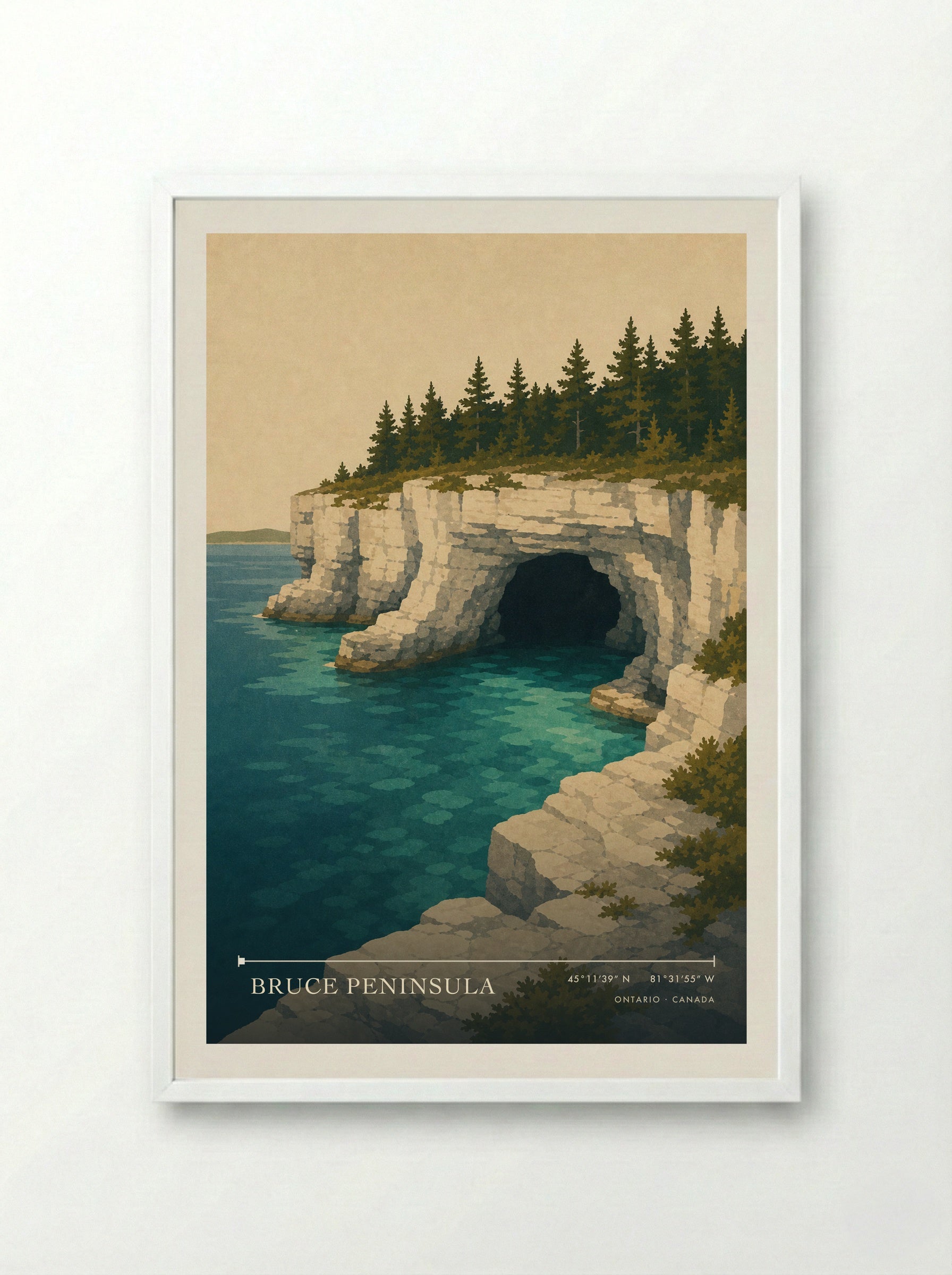 Bruce Peninsula Travel Poster - Framed Print White