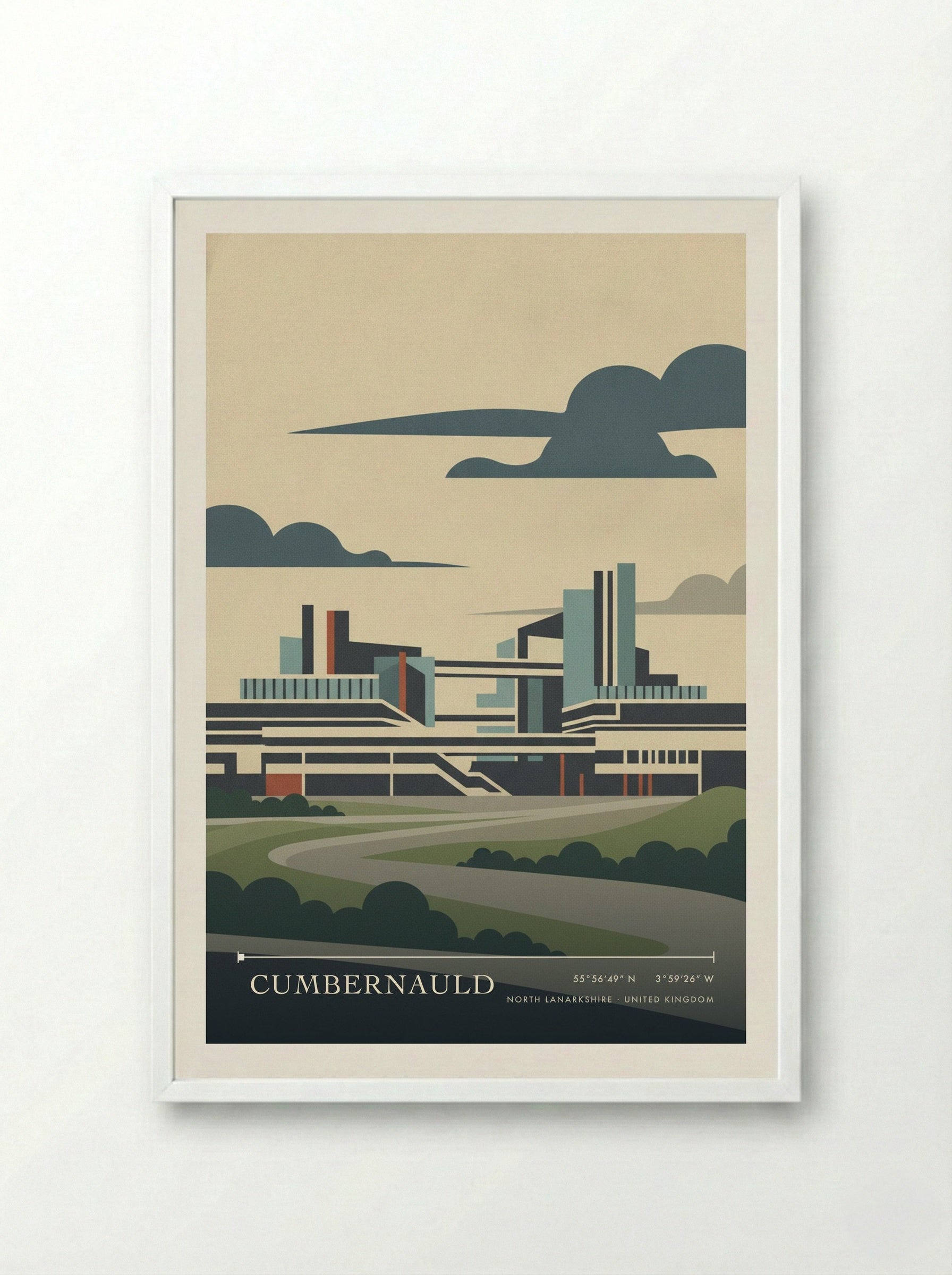 Cumbernauld North Lanarkshire United Kingdom Travel Poster - Framed Print White