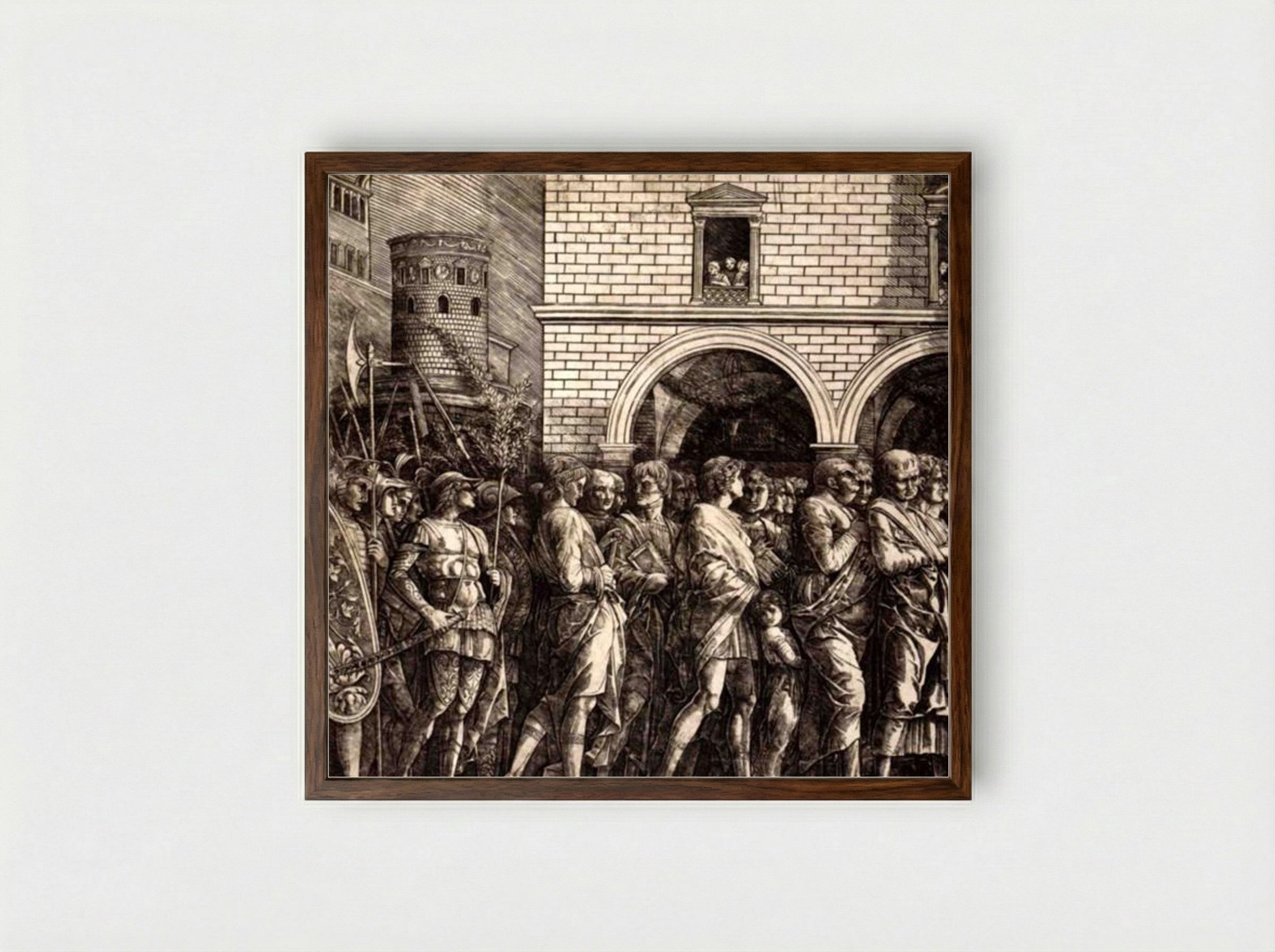 The Senators - Andrea Mantegna - Framed Print Dark Wood