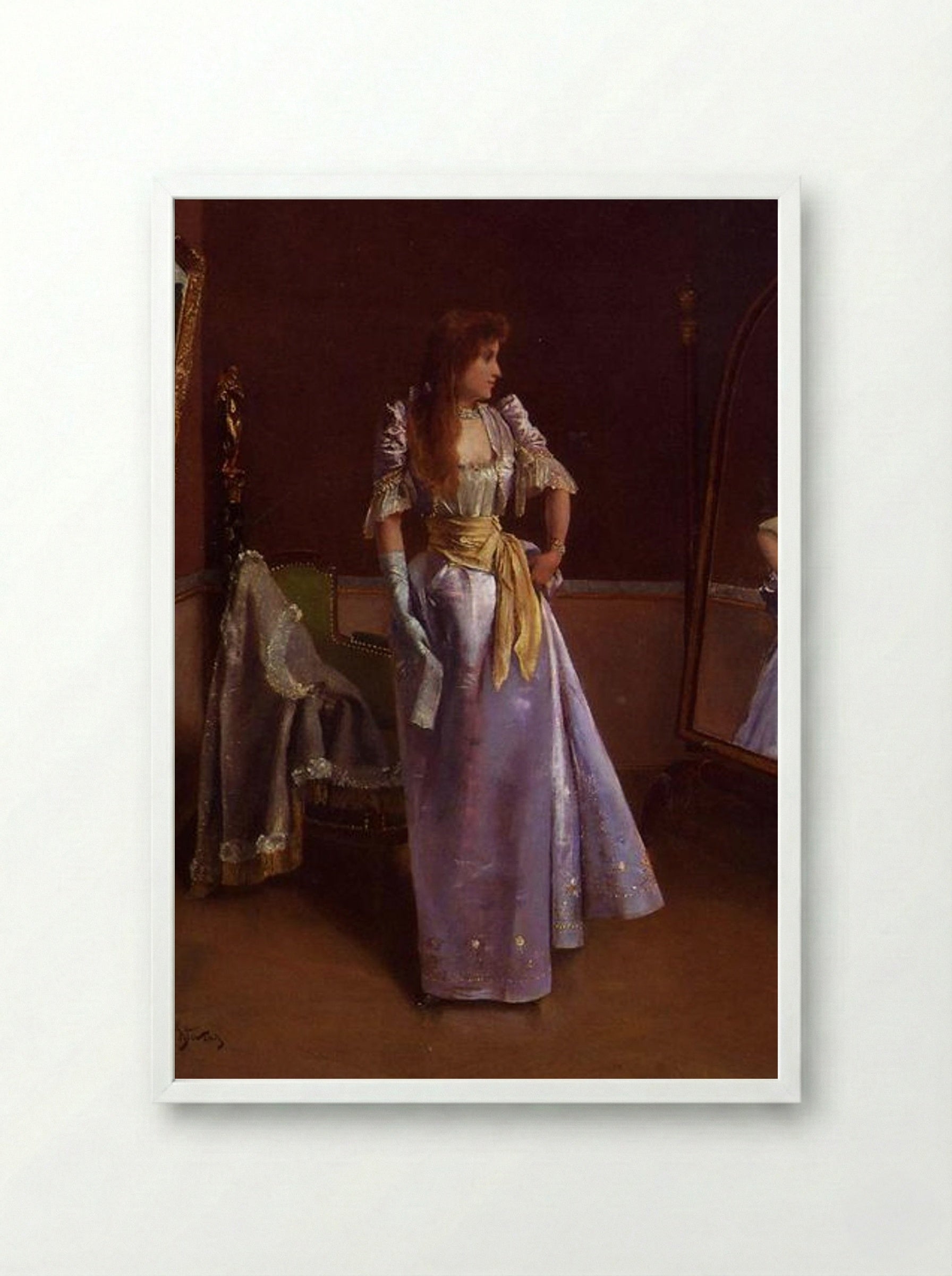 Ready for the Ball - Alfred Stevens - Framed Print White