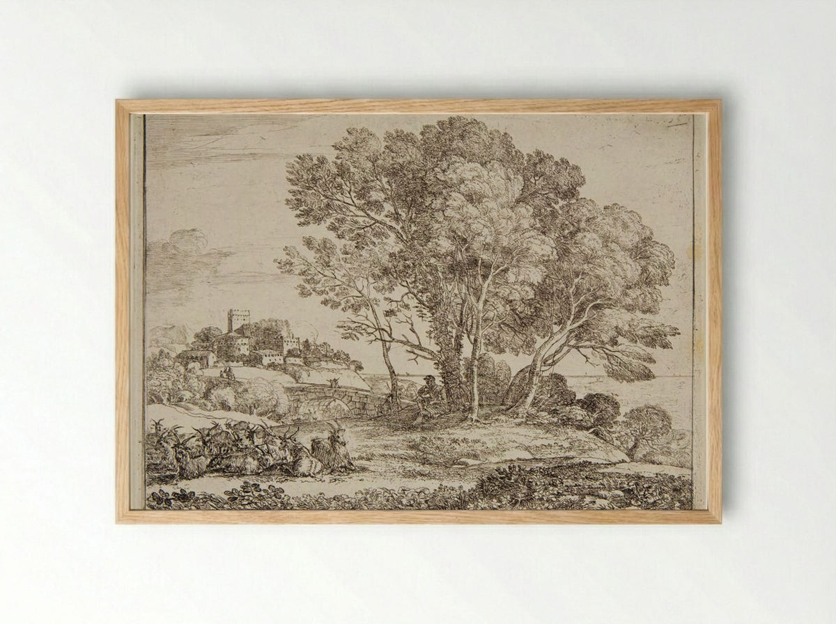 The Goatherd - Claude Lorrain - Framed Print Wood