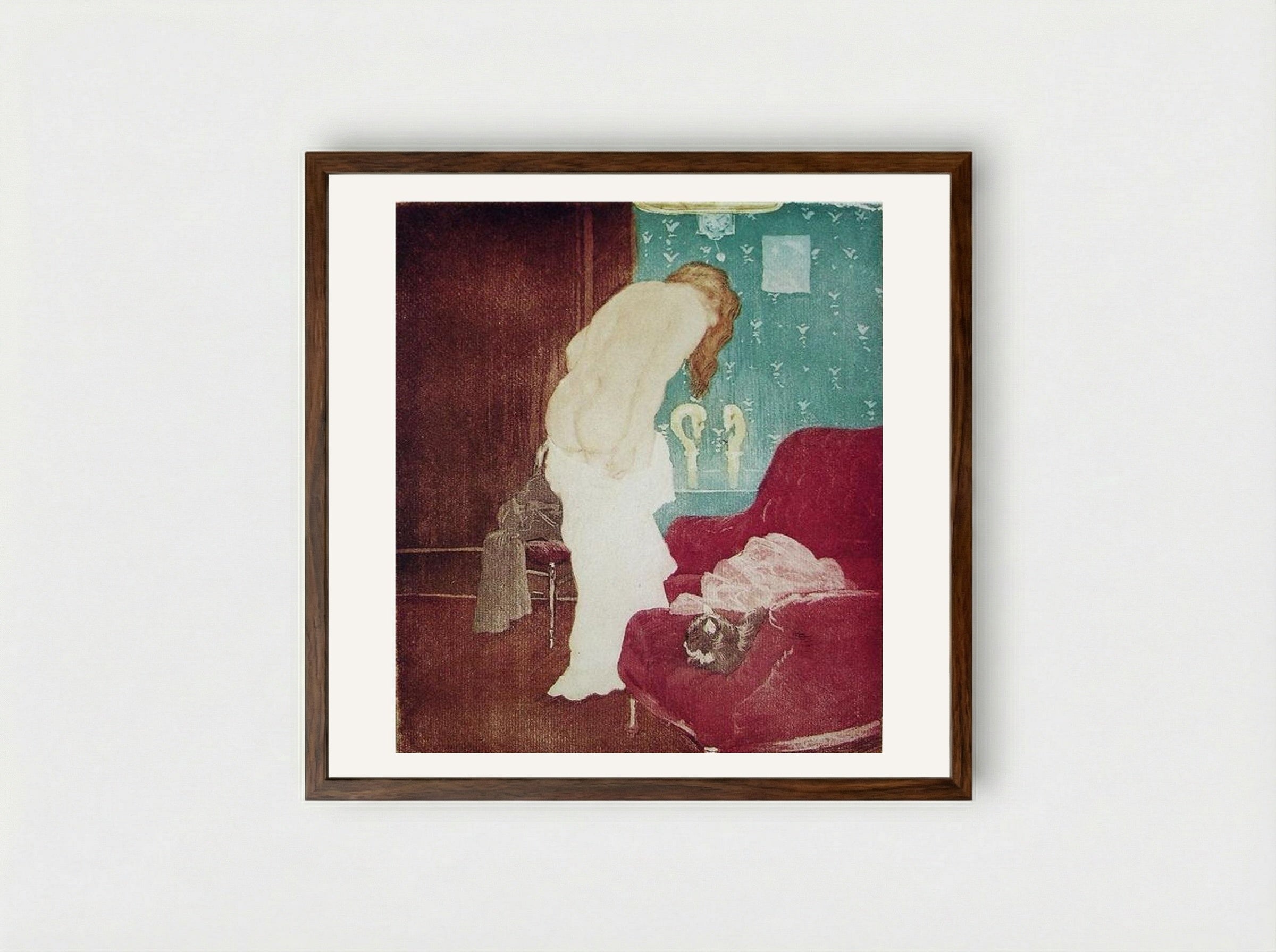 Bathroom (La Toilette) - Charles Maurin - Framed Print Dark Wood