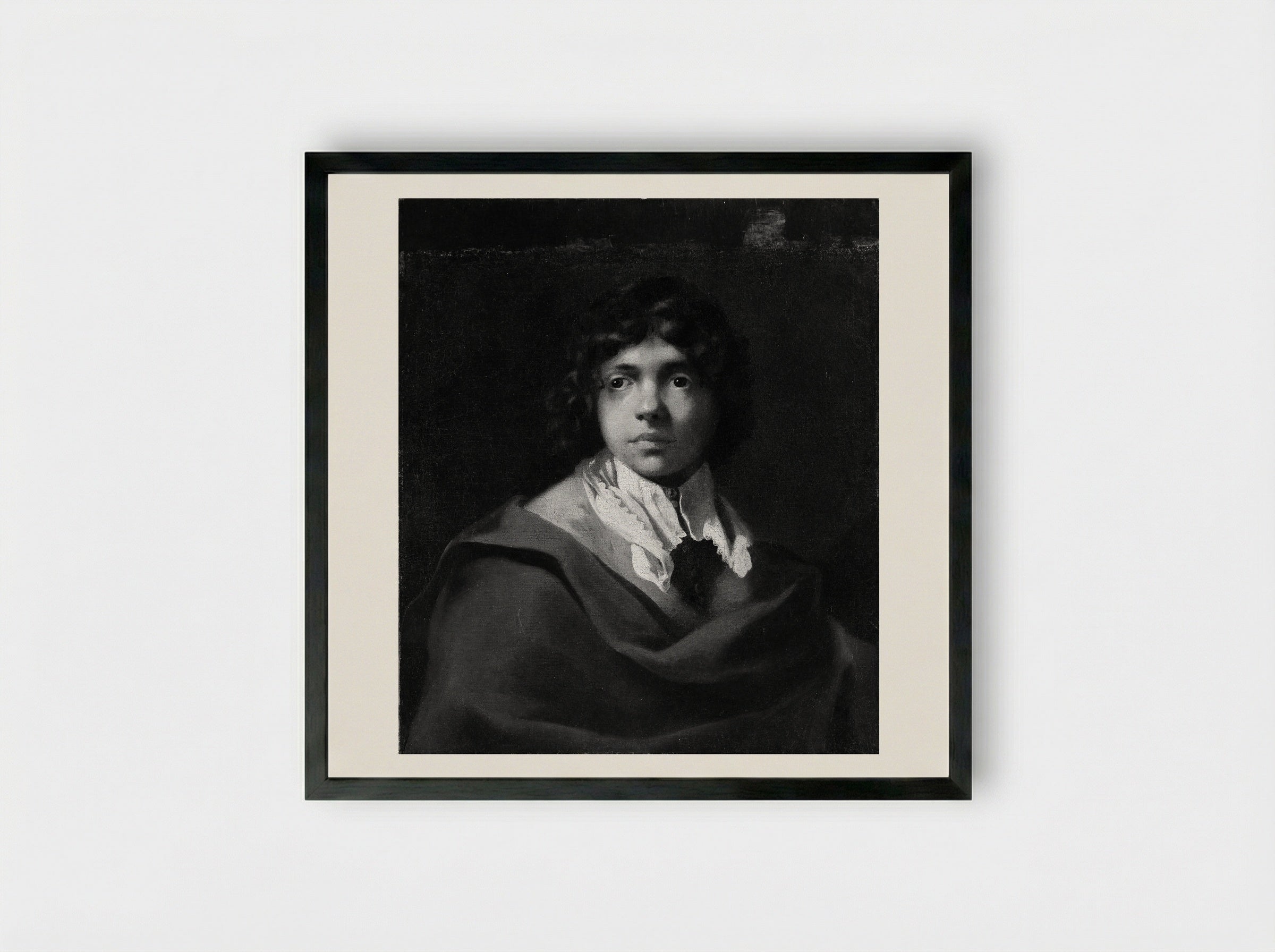 Portrait of a Young Boy - Sébastien Bourdon - Framed Print Black
