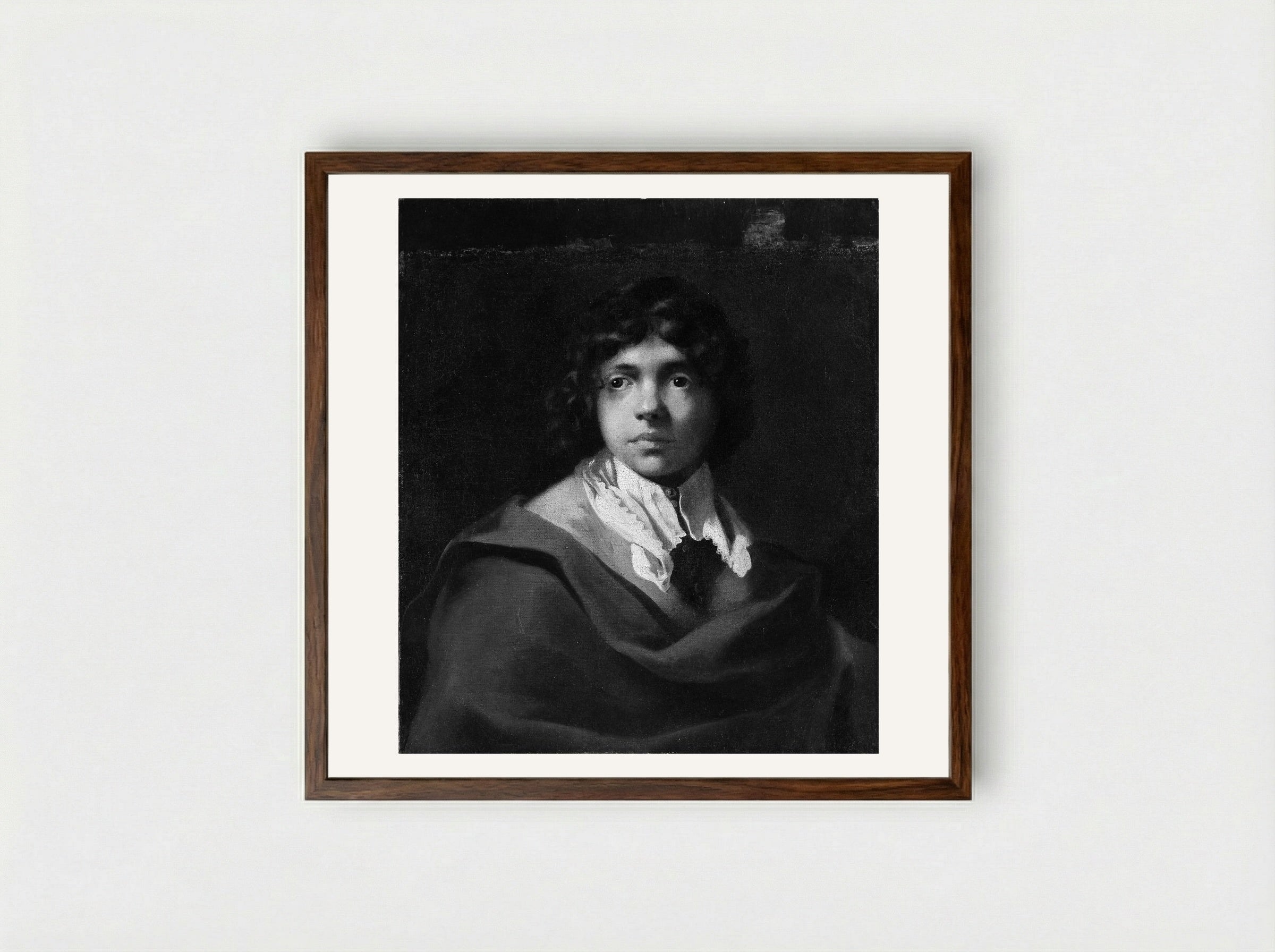 Portrait of a Young Boy - Sébastien Bourdon - Framed Print Dark Wood