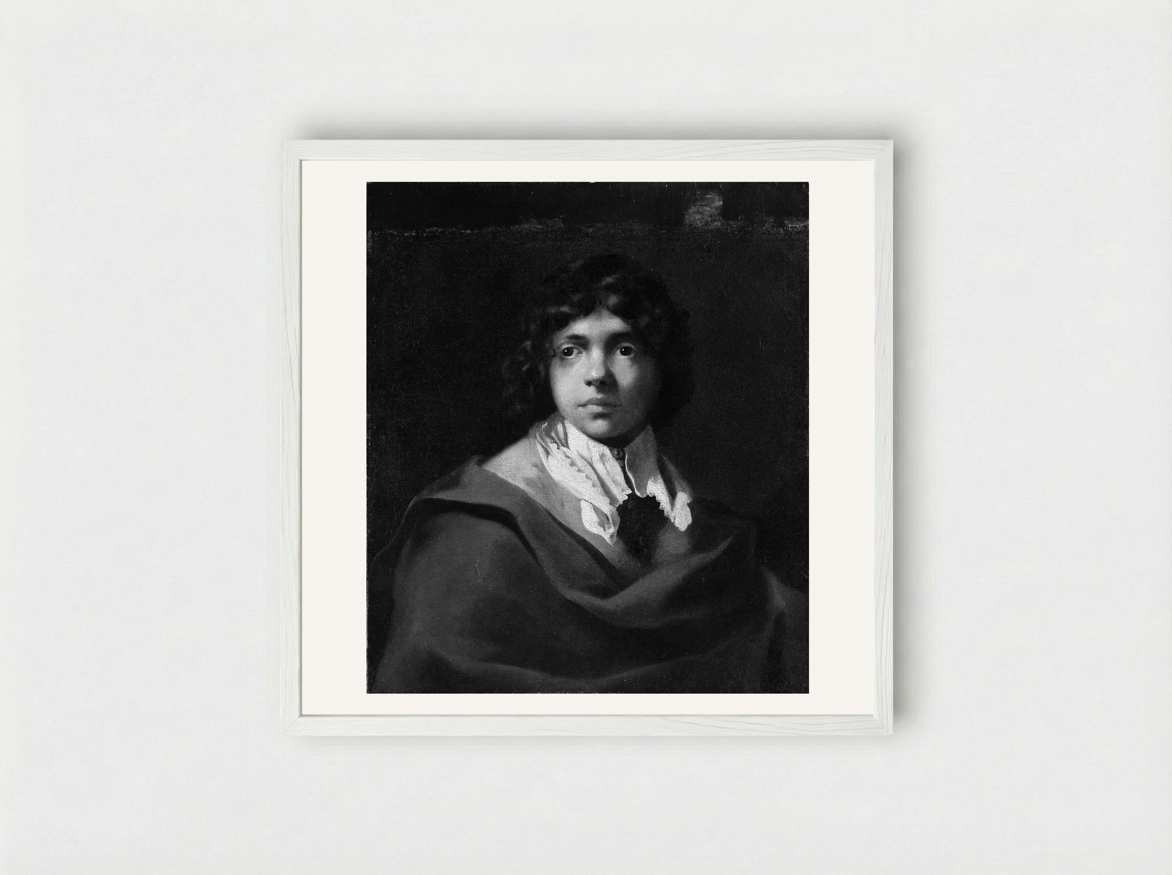 Portrait of a Young Boy - Sébastien Bourdon - Framed Print White