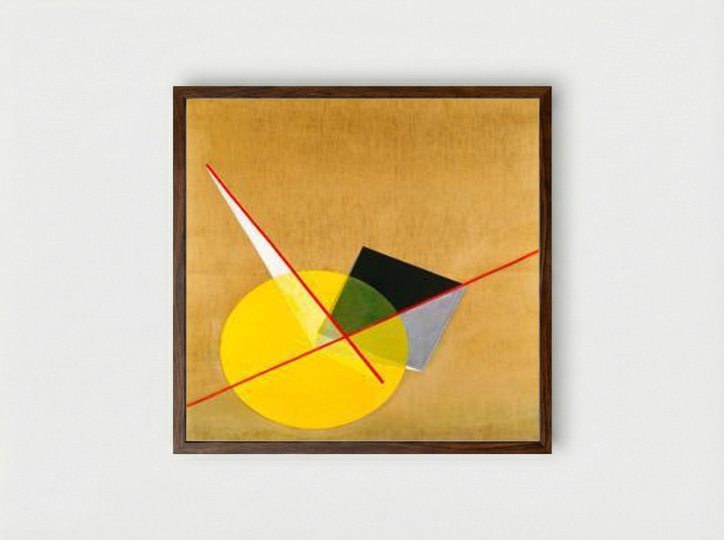 Yellow Circle - László Moholy-Nagy - Framed Print Dark Wood