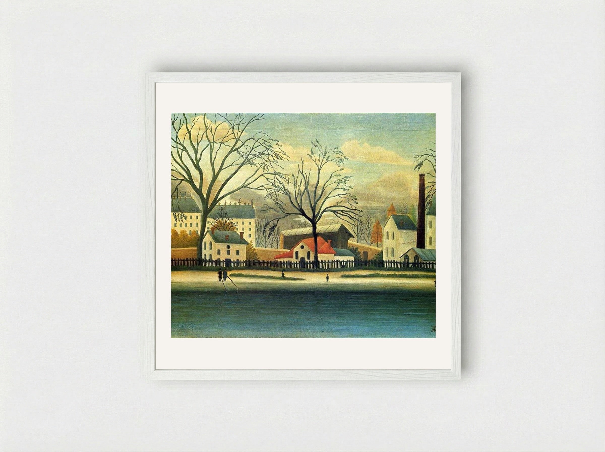 Suburban Scene - Henri Rousseau - Framed Print White