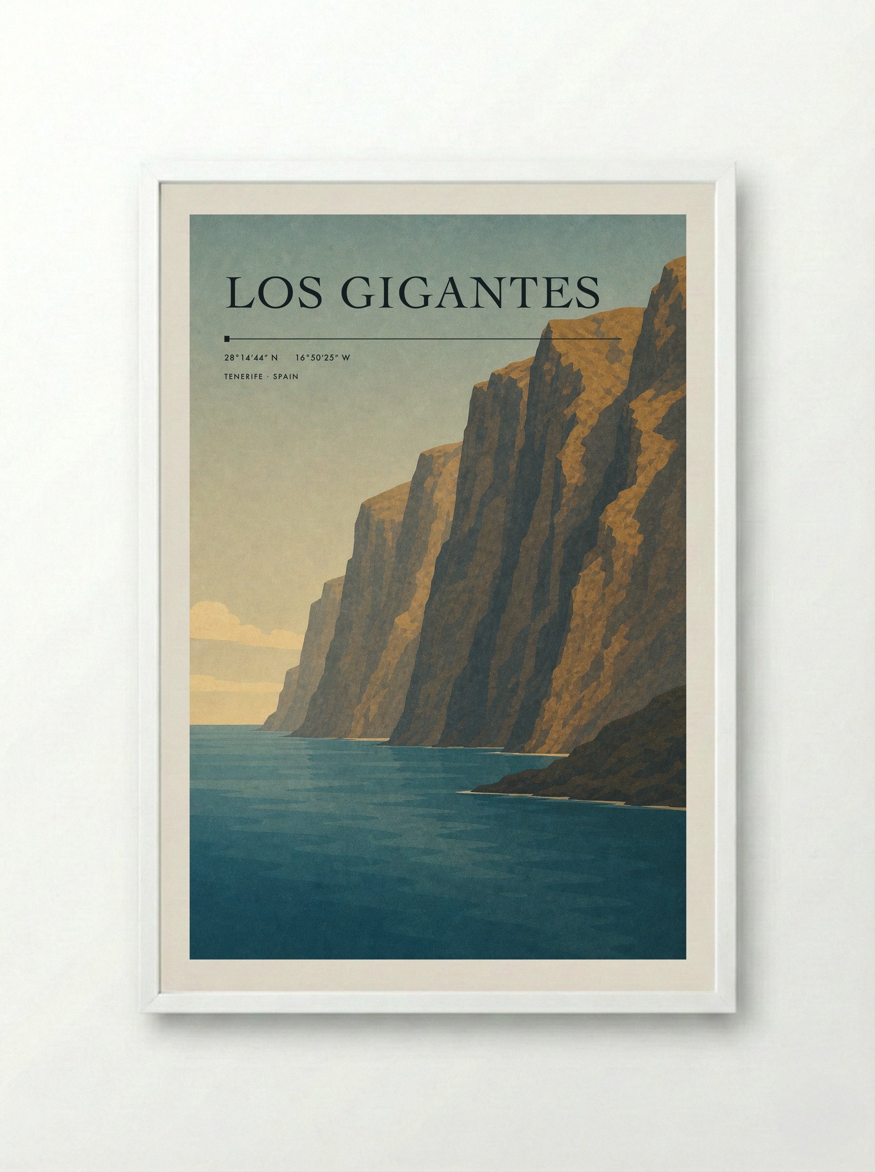 Los Gigantes Travel Poster Artwork - Framed Print White