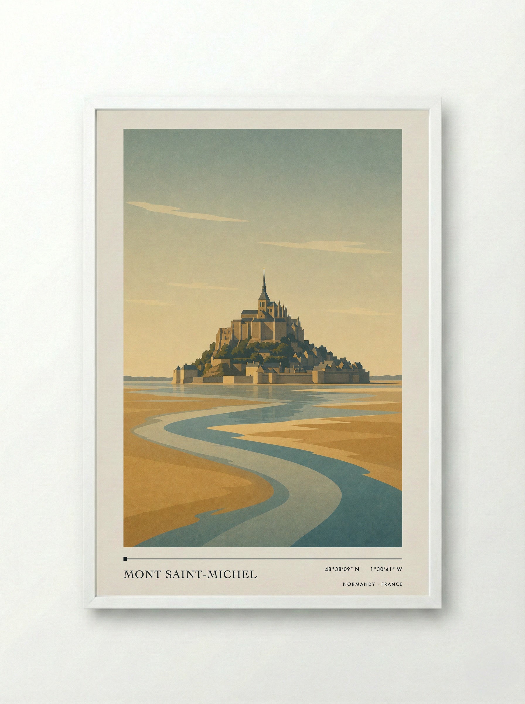 Mont Saint-Michel Travel Poster Artwork - Framed Print White