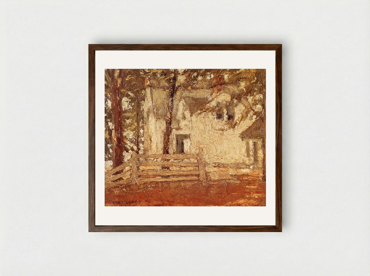 Grandmother's House - Grant Wood - Framed Print Dark Wood