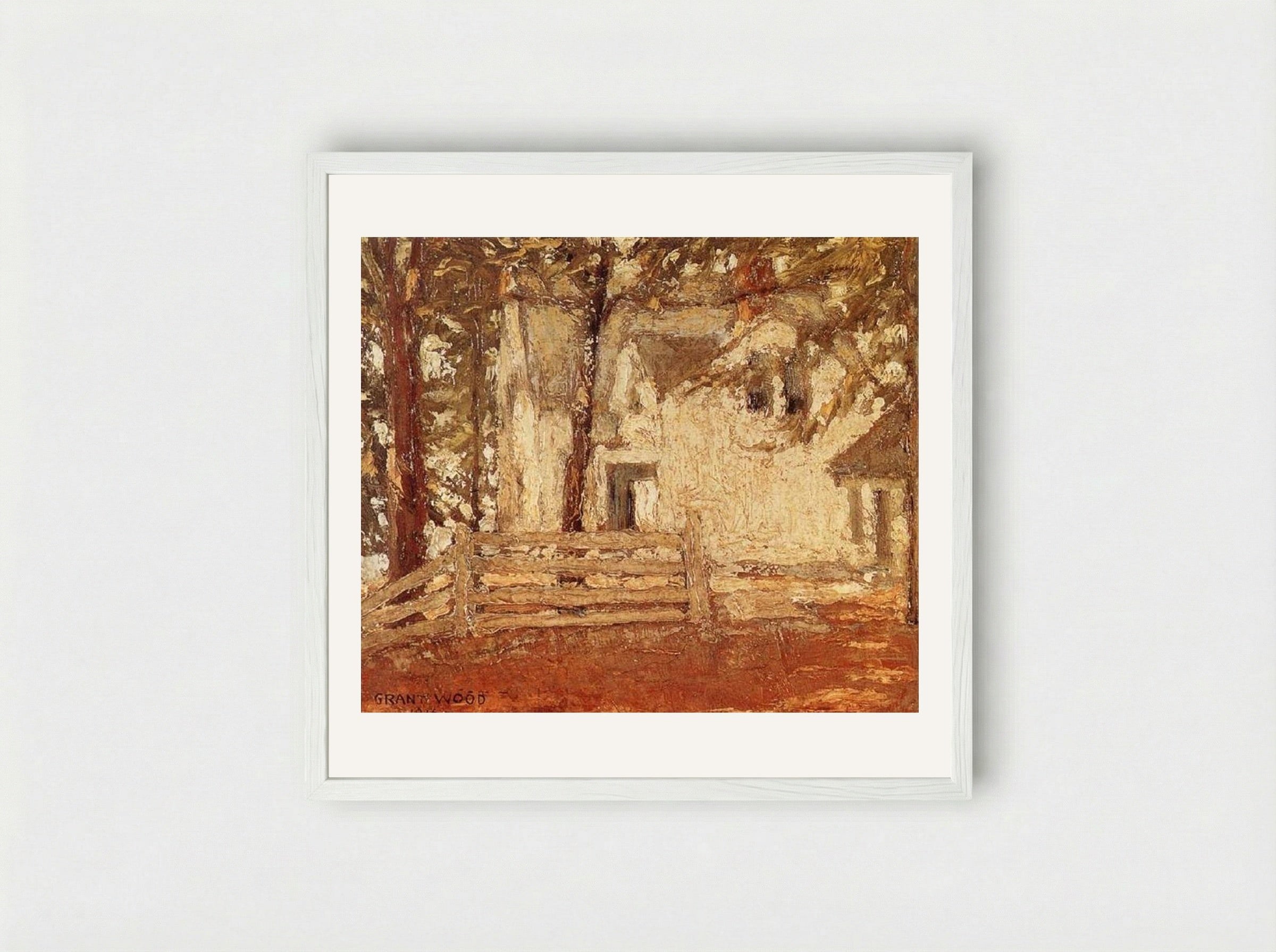 Grandmother's House - Grant Wood - Framed Print White