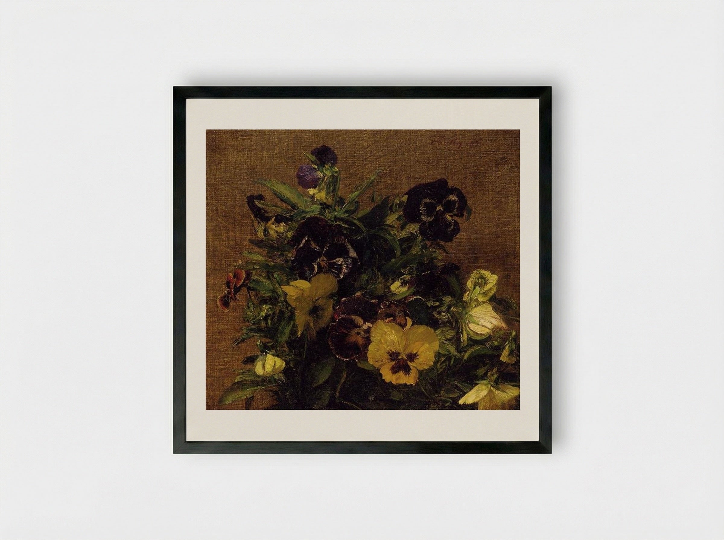 Pansies - Henri Fantin-Latour - Framed Print Black