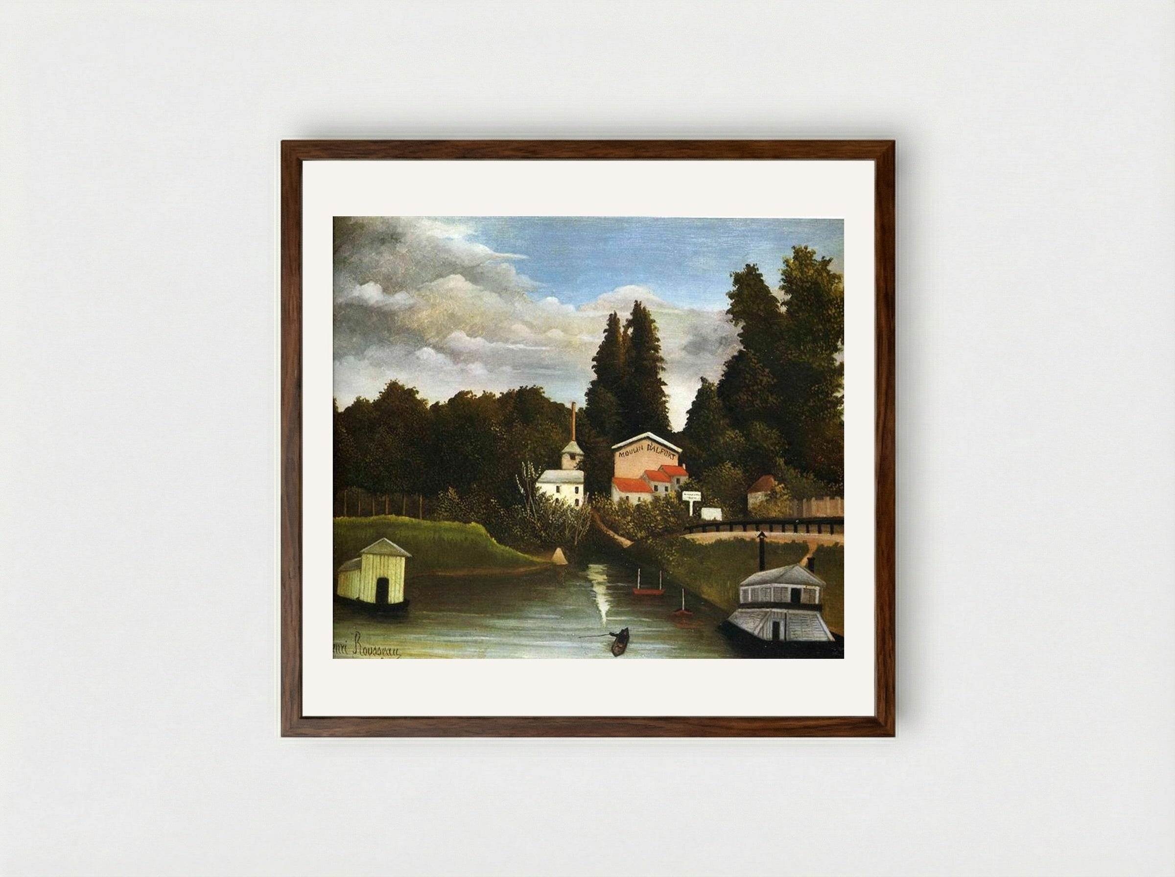 The Mill at Alfort - Henri Rousseau - Framed Print Dark Wood