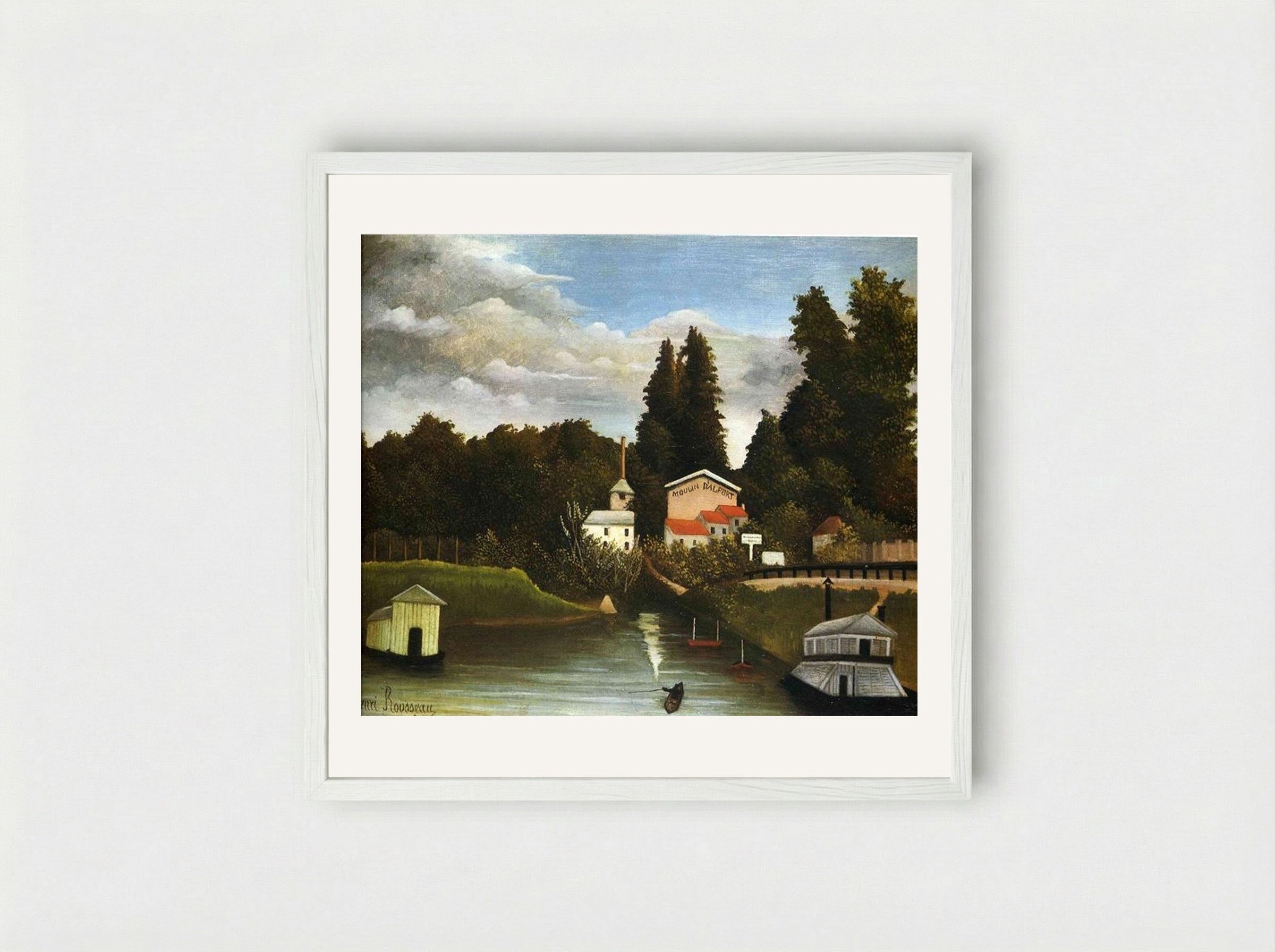 The Mill at Alfort - Henri Rousseau - Framed Print White