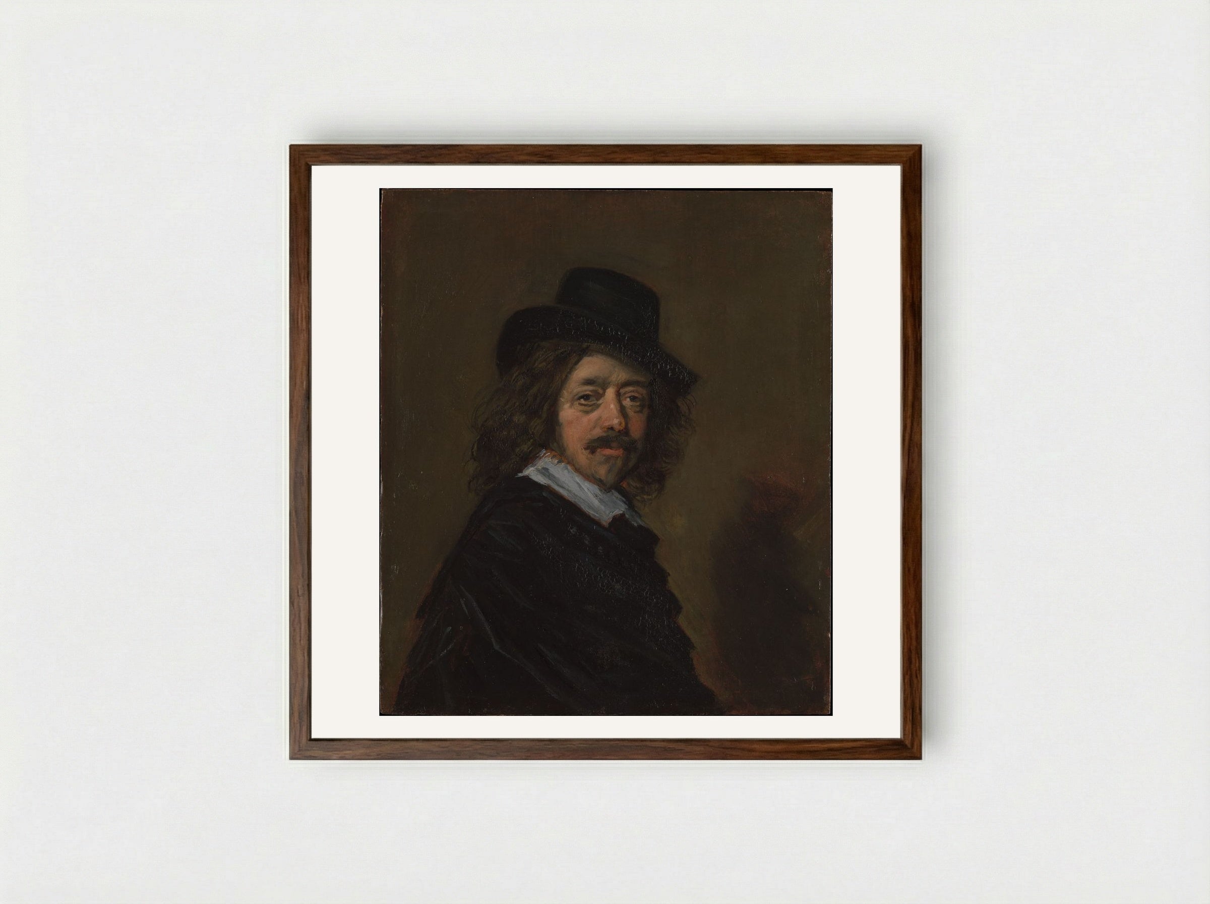 Portrait of a Man in a Slouch Hat - Frans Hals - Framed Print Dark Wood