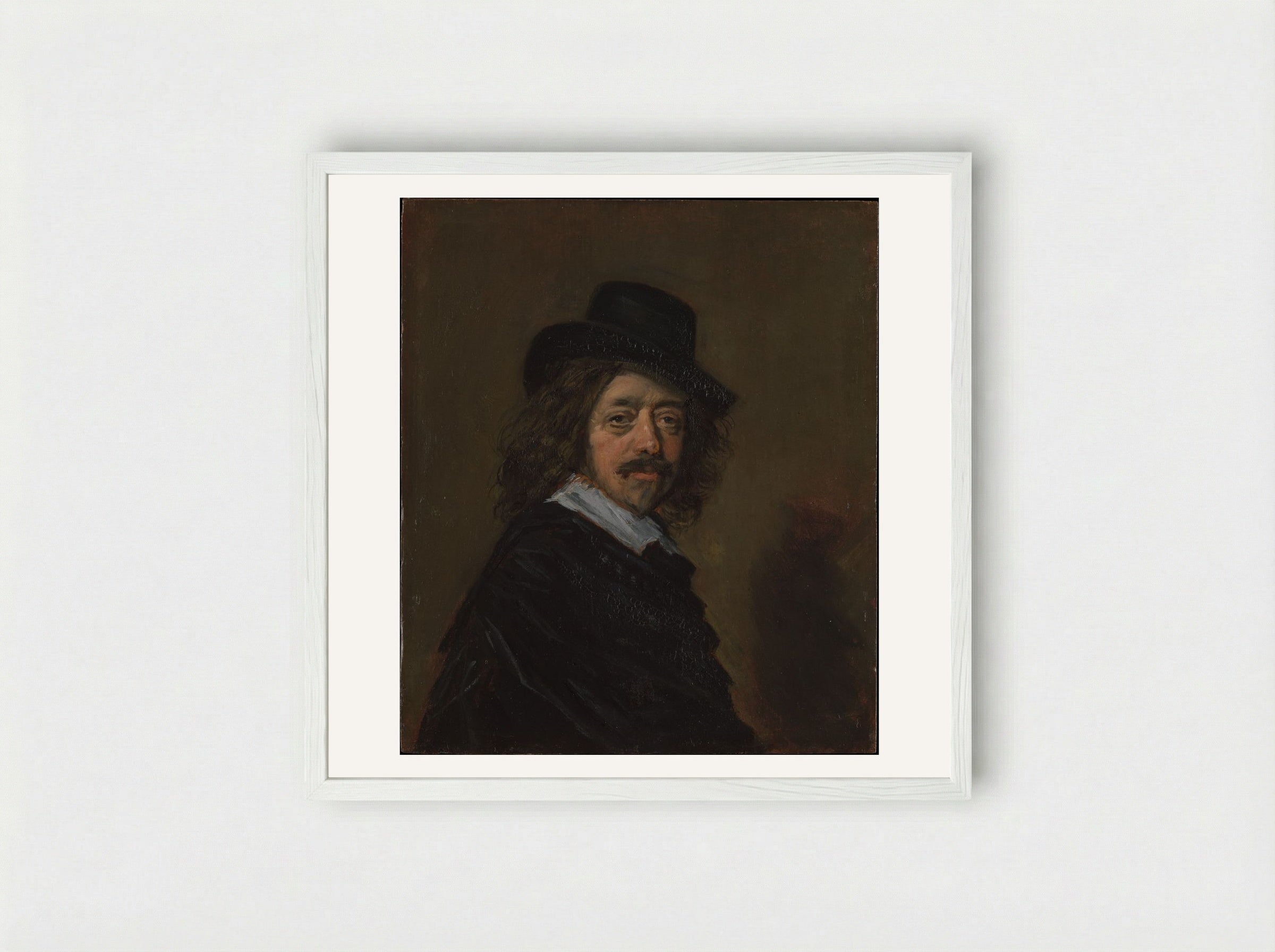 Portrait of a Man in a Slouch Hat - Frans Hals - Framed Print White