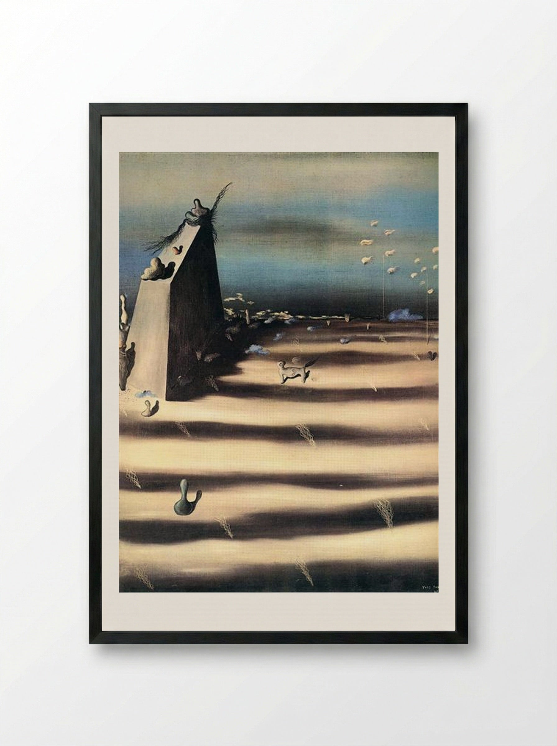 Large Painting Representing a Landscape - Yves Tanguy - Framed Print Black